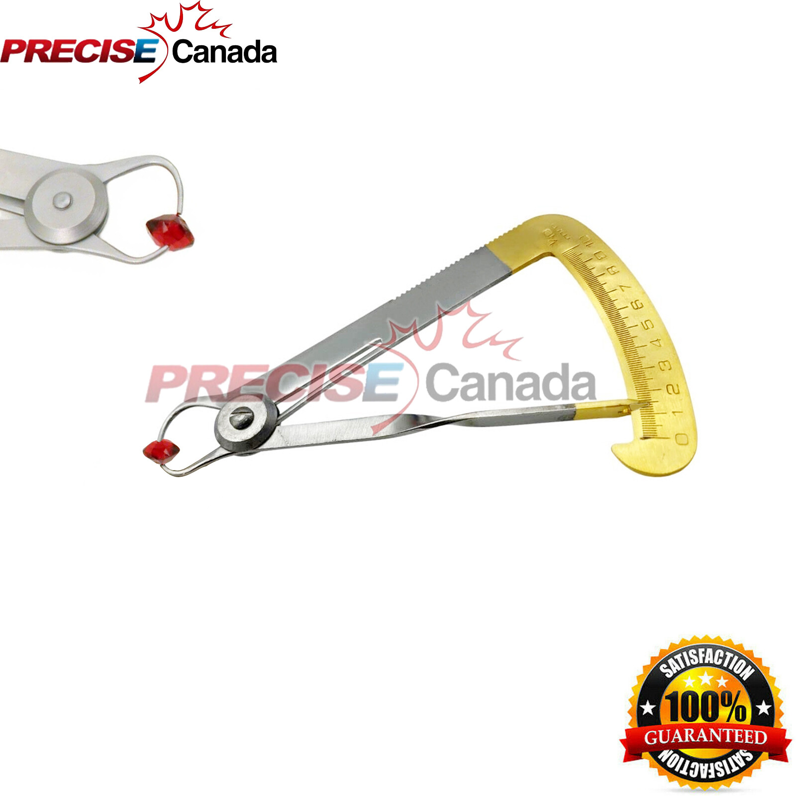 Iwanson Crown Gauge Metal Measuring Caliper, Pointed Tip Range: 0-10mm Half Gold