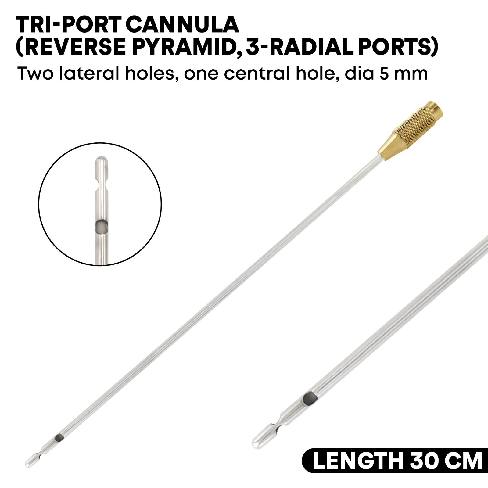 Liposuction Cannulas 2 Lateral & 1 Central Hole 5mmx30cm plastic surgery Tools