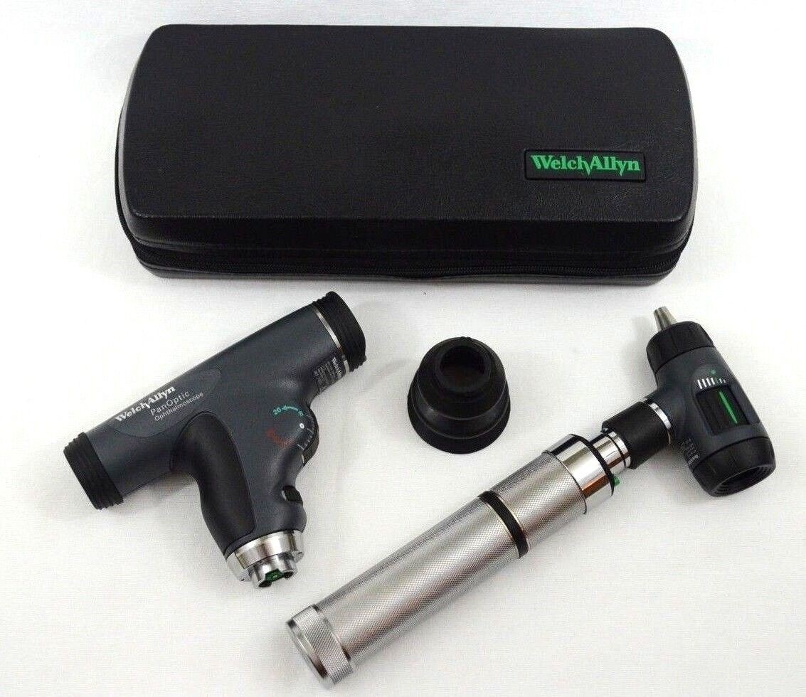 WELCH ALLYN 3.5v SET PANOPTIC OPHTHALMOSCOPE MACROVIEW OTOSCOPE CASE