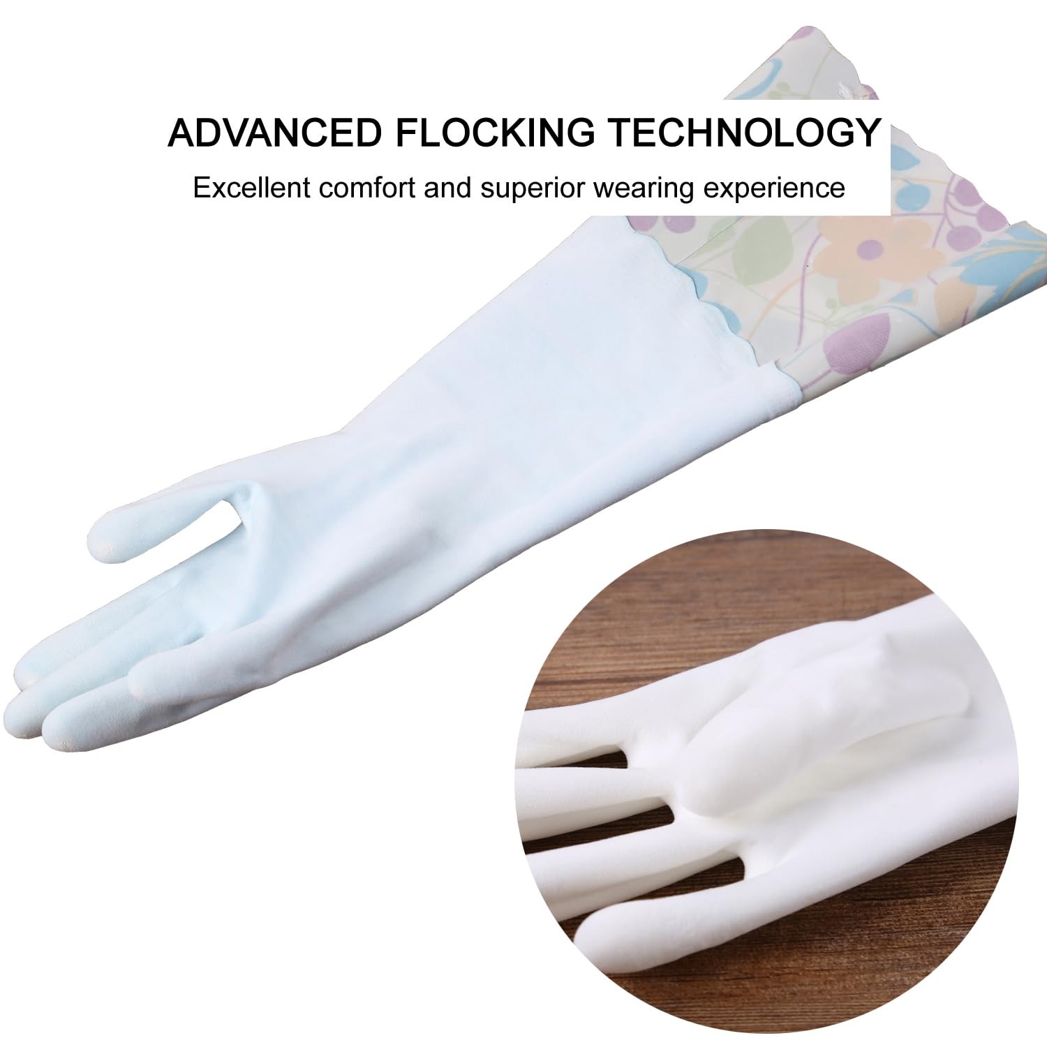 2 Pairs Rubber Dishwashing Gloves, Cotton Lined, Long Cuff, Small, Yellow/Pink