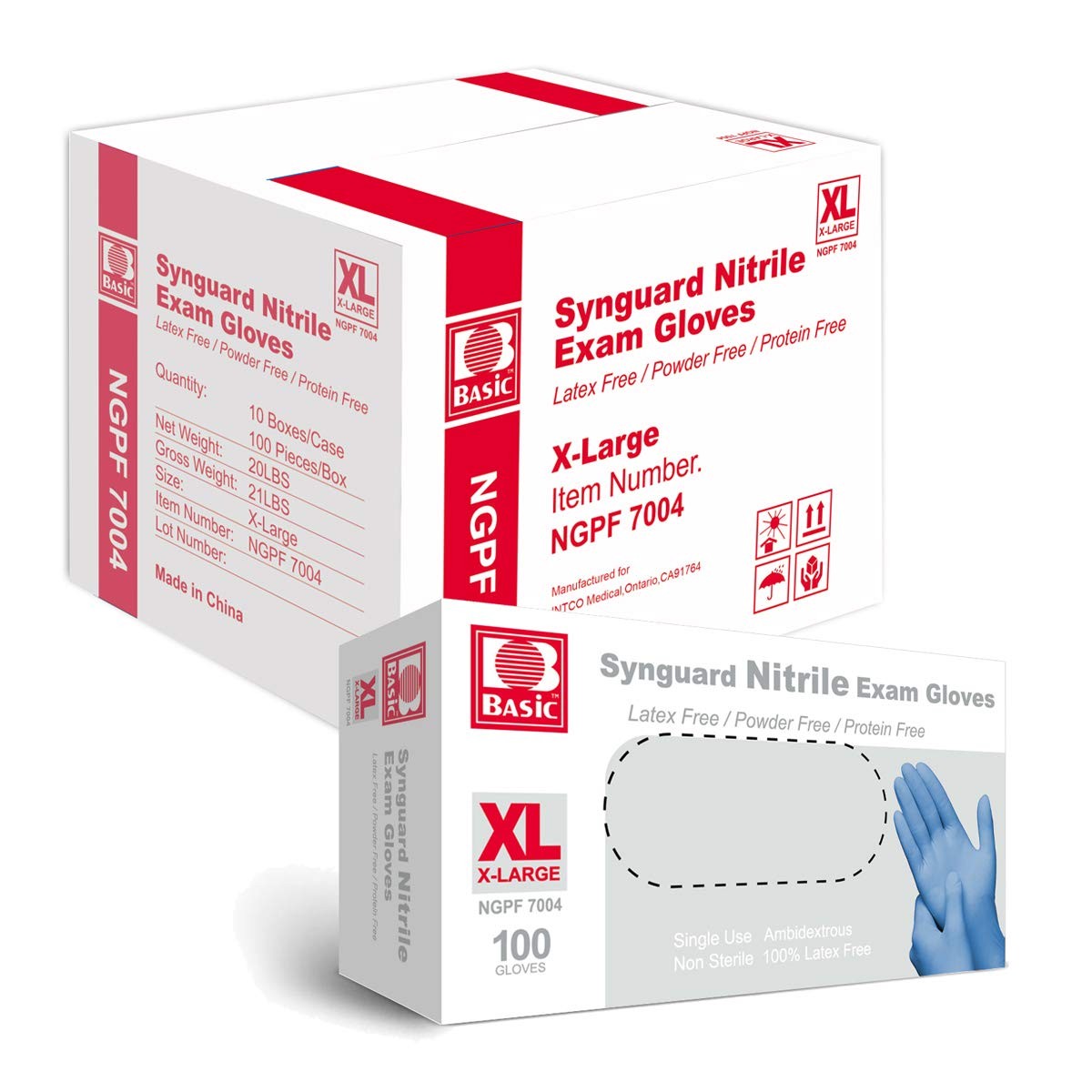 Basic Medical Blue Nitrile Exam Gloves – Latex-Free & Powder-Free – NGPF 7004
