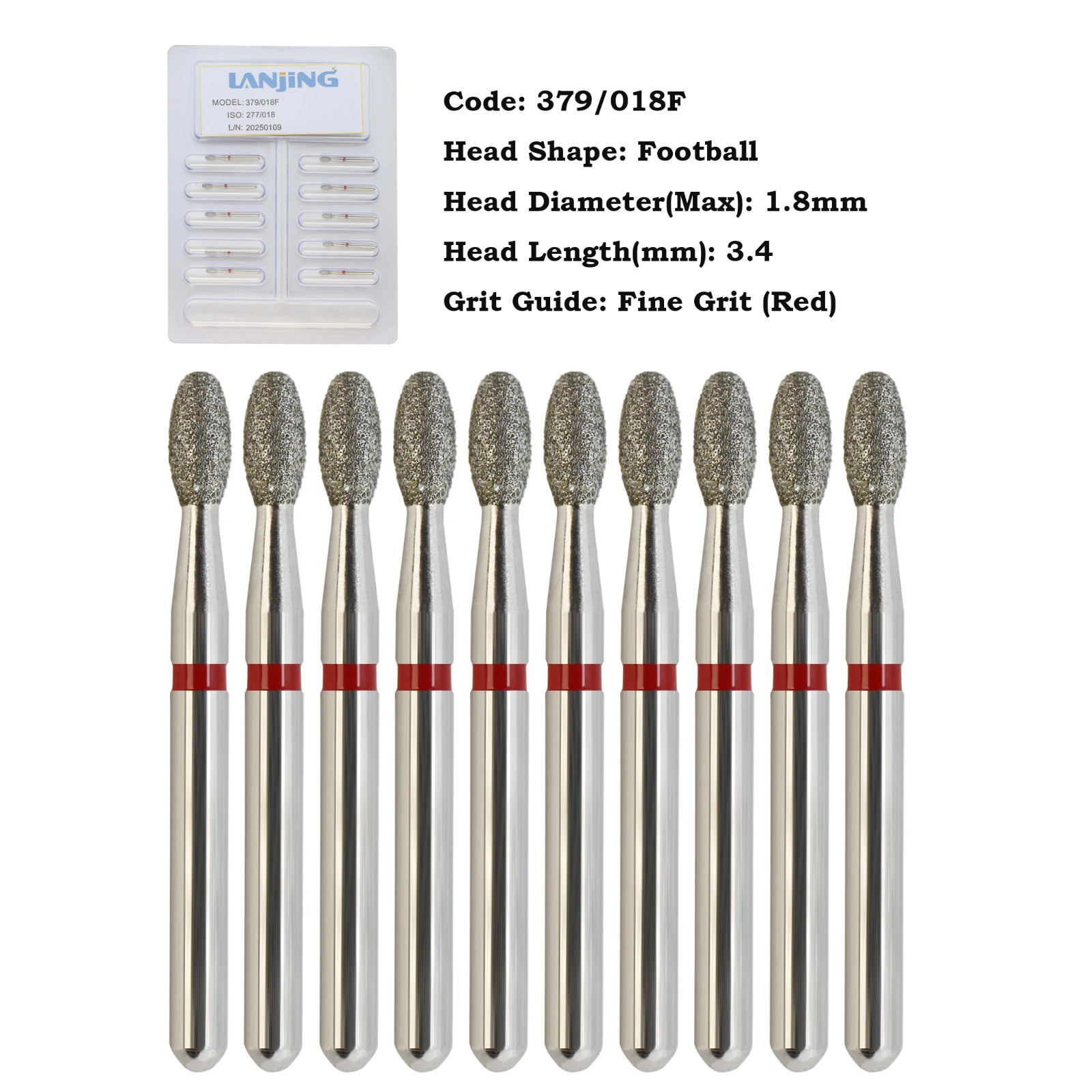 Dental Diamond Bur FG Football Round End Taper Flame Coarse Fine FG High Speed