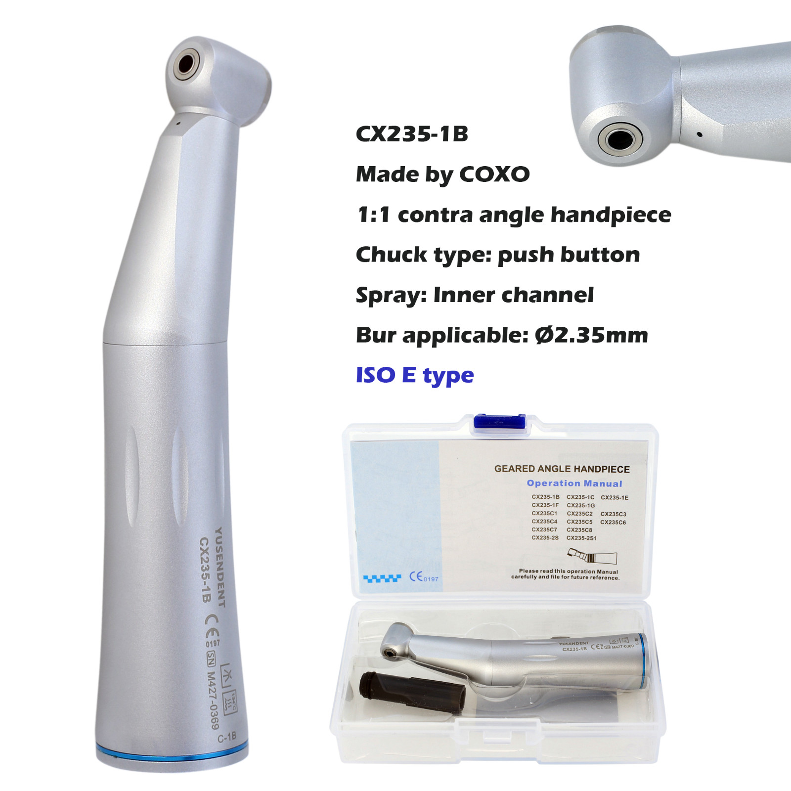 COXO Dental Low Speed Handpiece Contra Angle Straight Air Motor 4H Inner Water
