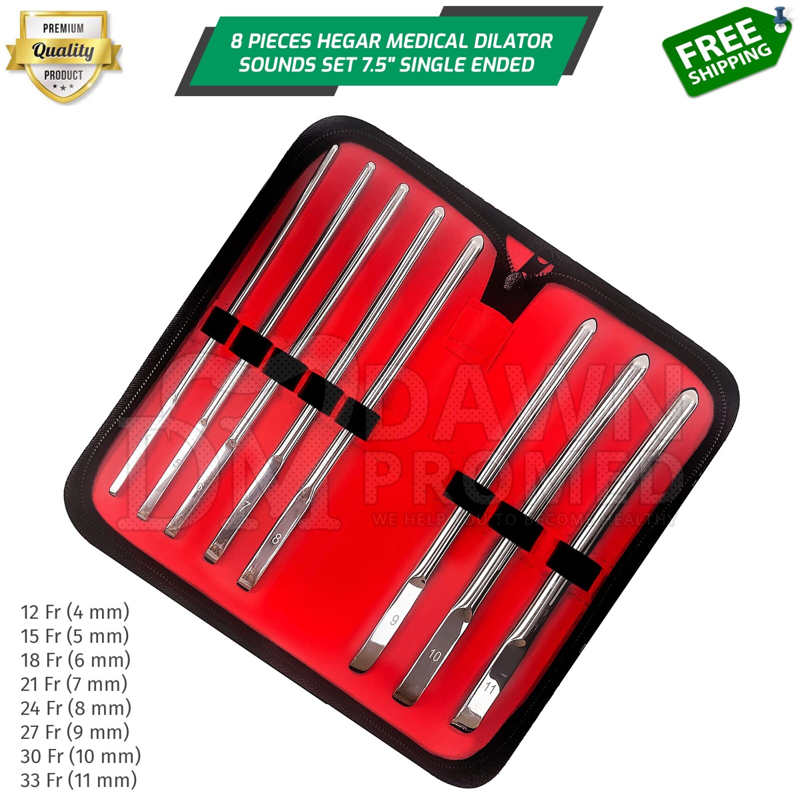 8 Hegar Dilator Set 7.5″ Medical Uterine Urethral Diagnostic Surgical Sounds S/E