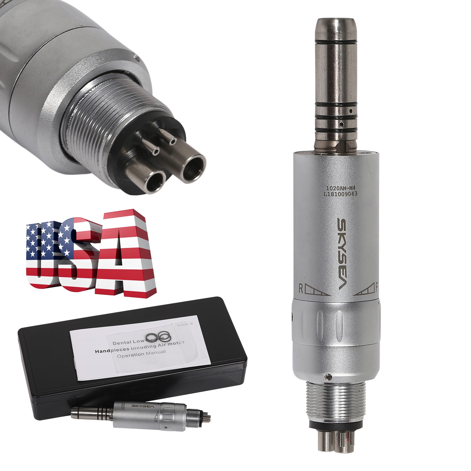 Dental Slow Low Speed Air Motor Handpiece E-type 4 hole Midwest Inner Channel