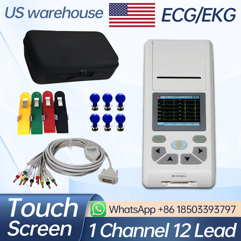 12-lead ECG/EKG Machine Touch Screen with Printer PC Software and Handbag