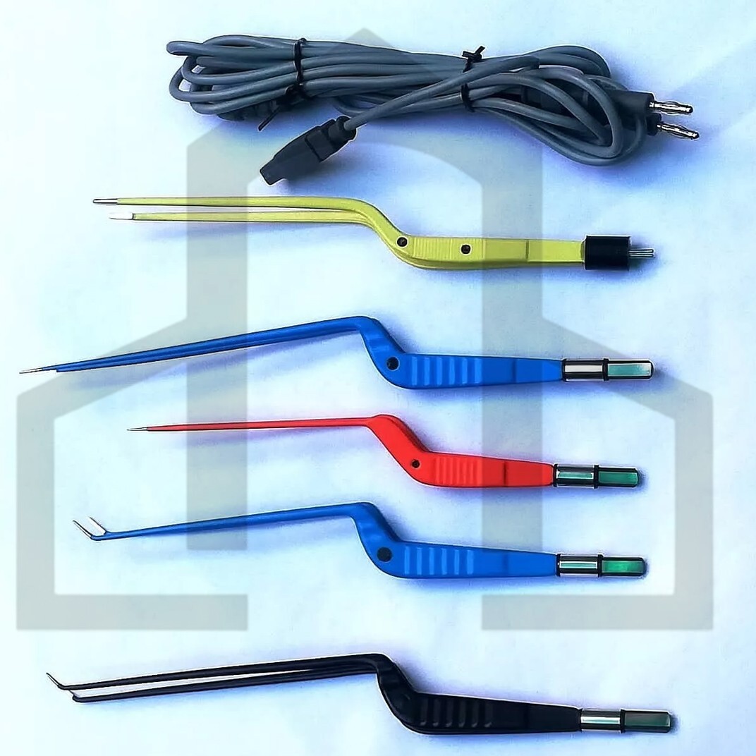 Bipolar Forceps 5 Pieces Set Non Stick with reusable Cort 1mm tip 1.50tip