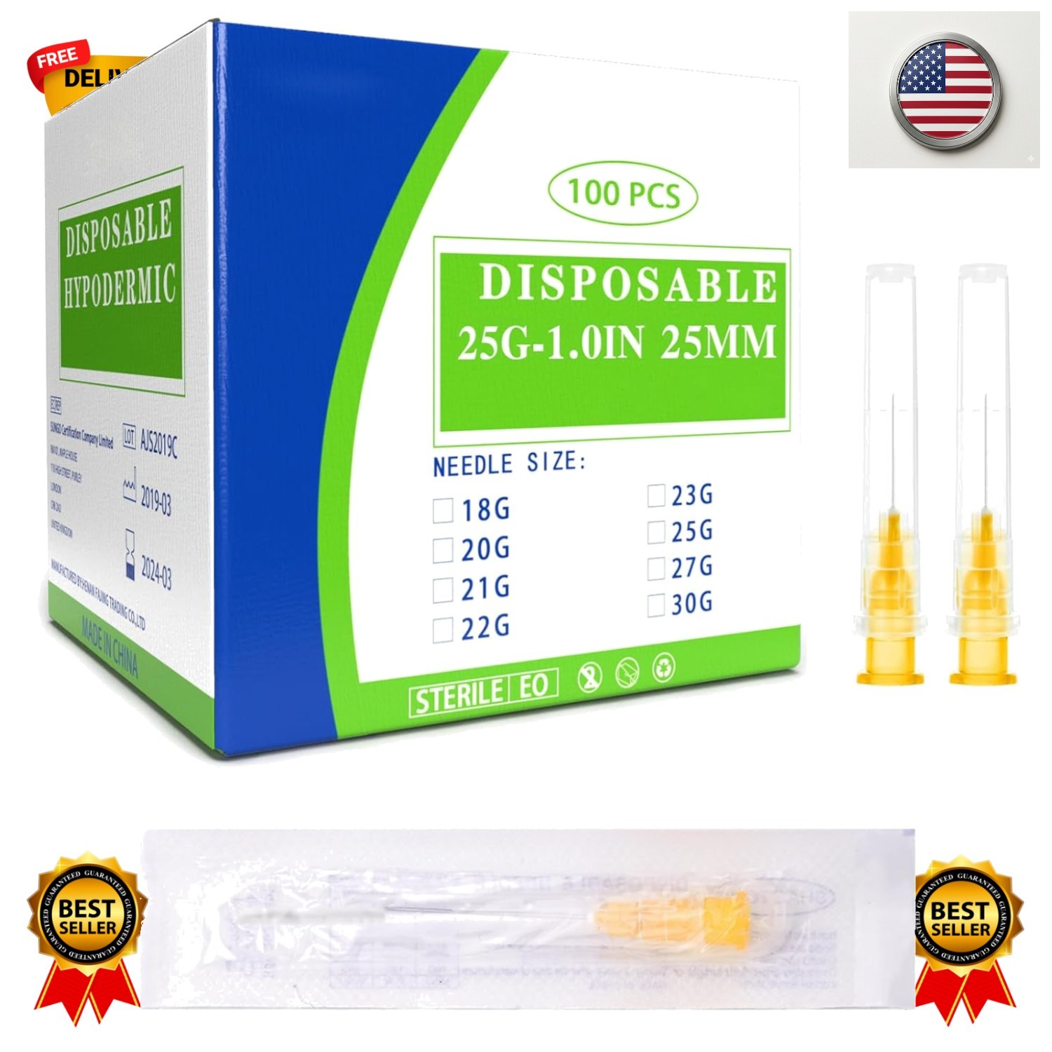 100 Pack of 25G 1 Inch Disposable Dispensing Needles – Precision Tools for Labs