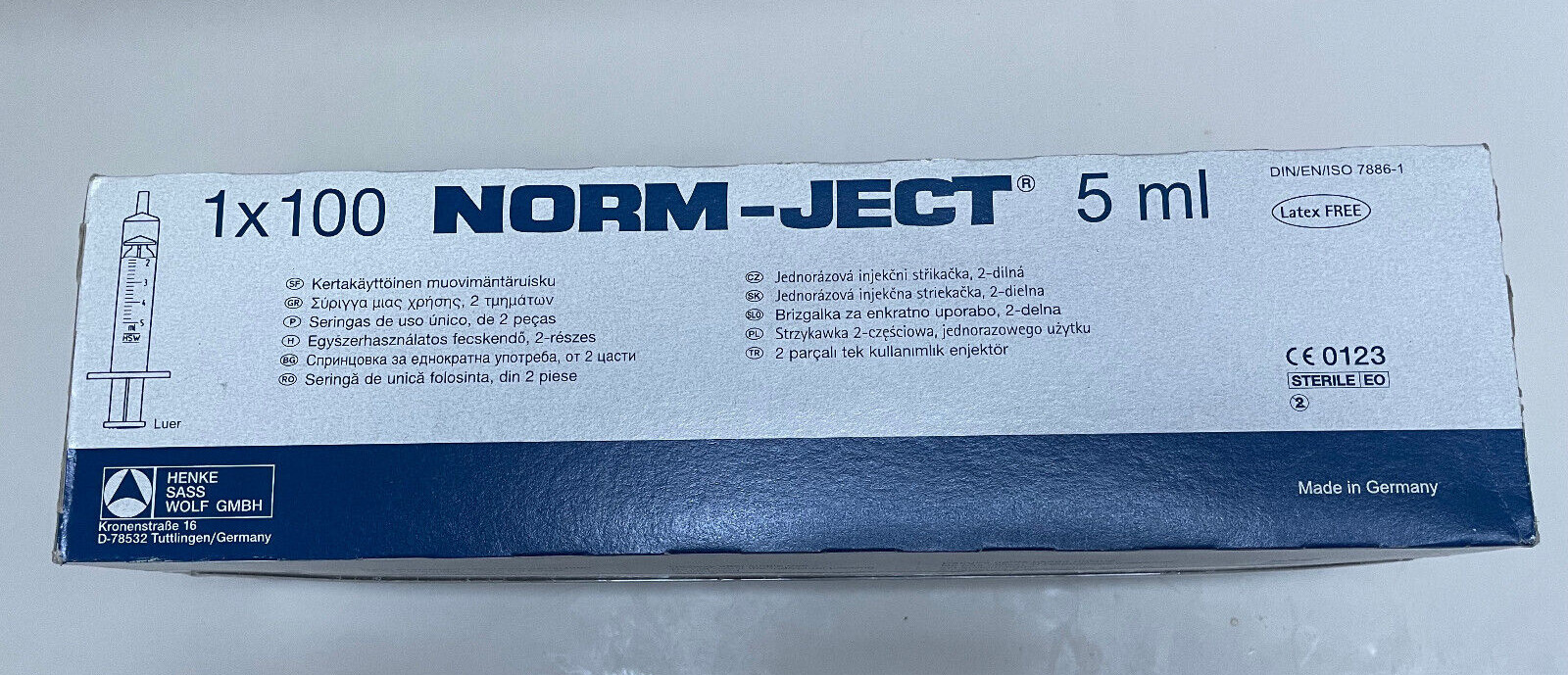 SYRINGE NO NEEDLE – Norm-Ject 4050-X00V0 Luer Lock Sterile Latex-free 5mL 100/PK