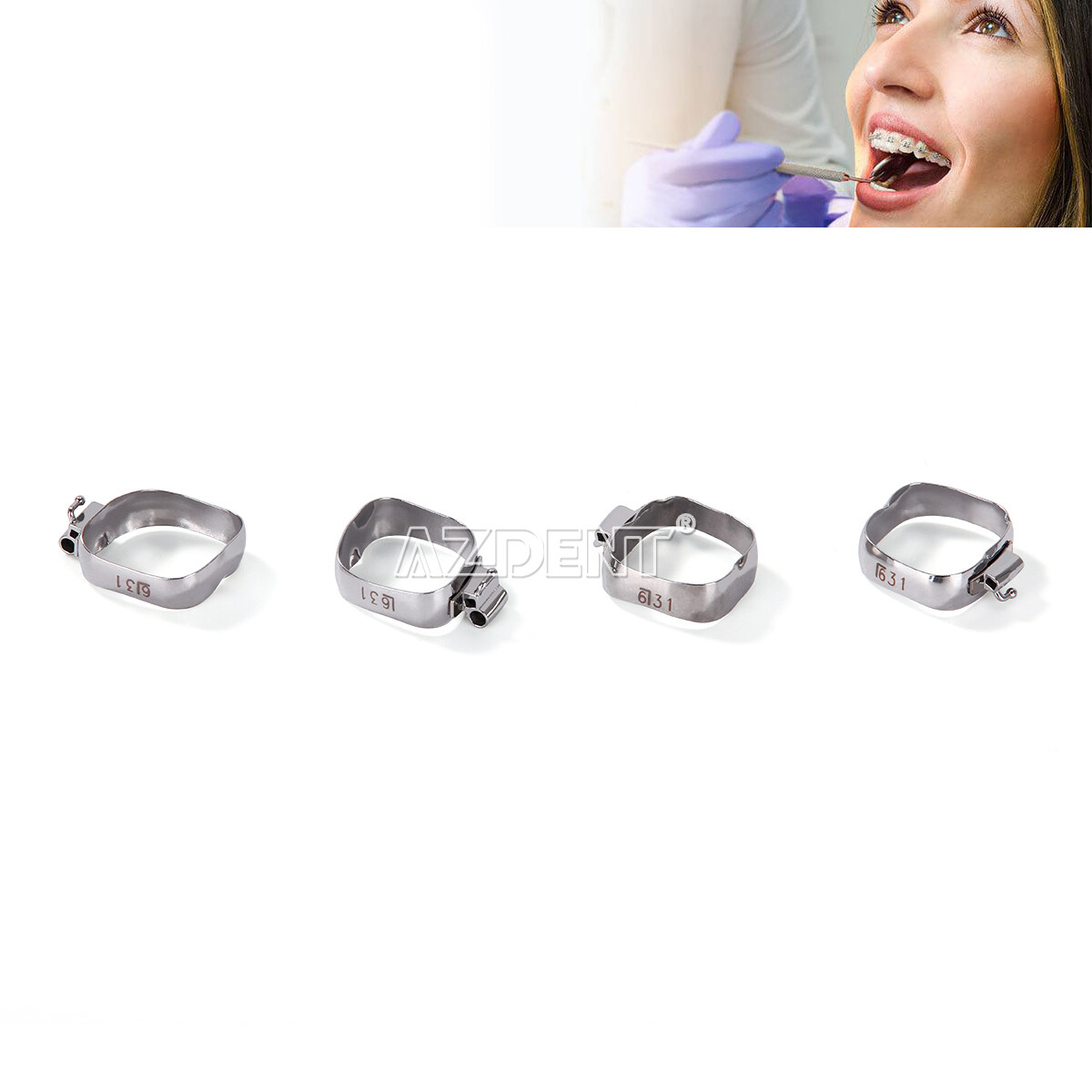AZDENT Dental Orthodontic Bands with Buccal Tube 1st Molar MBT Roth 022 16#-35#