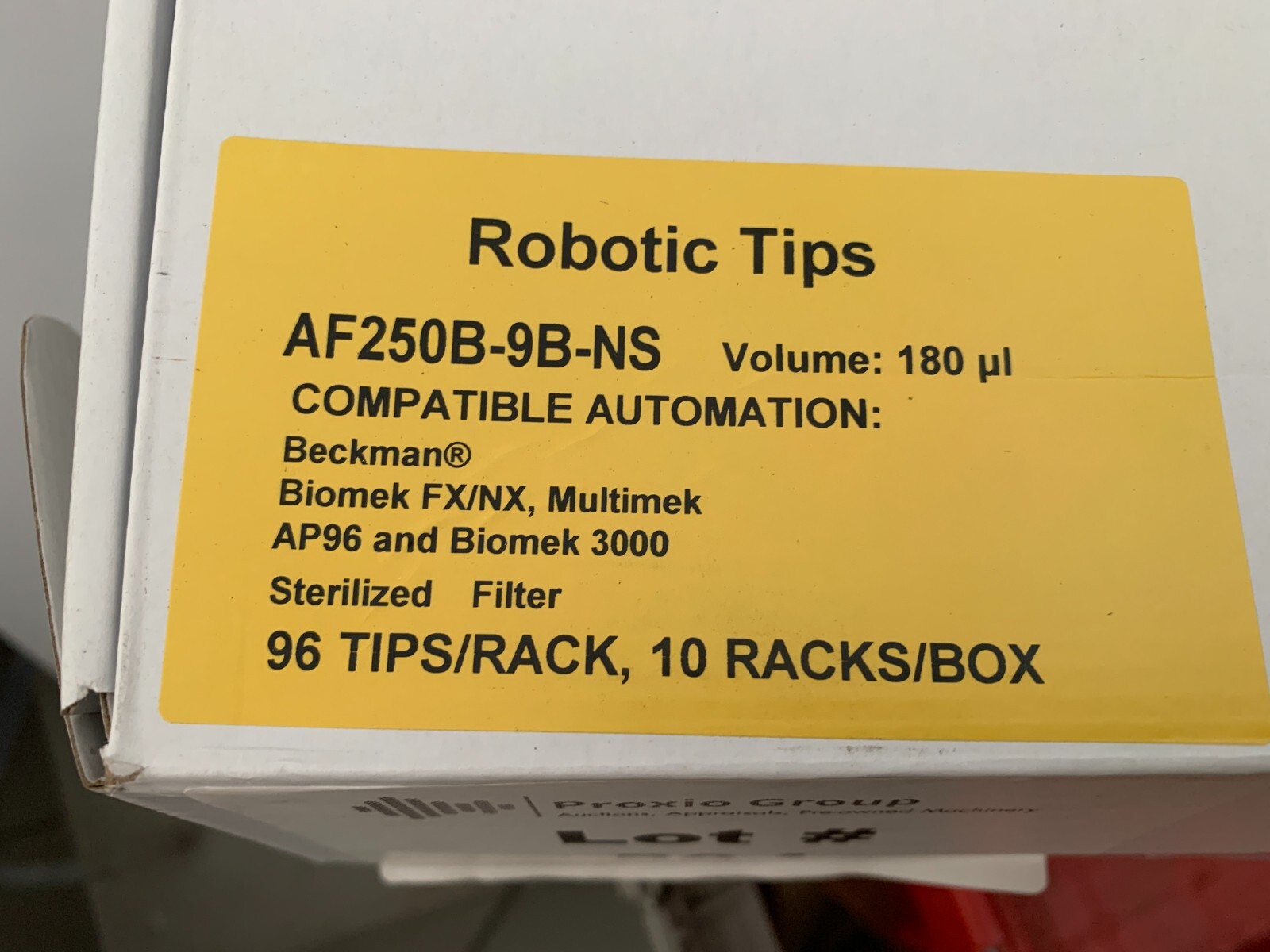 AF250B-9B-NS 180µL Automation Tips 96 Tips/Rack, 10 Racks/Box – Lot of 2 Boxes