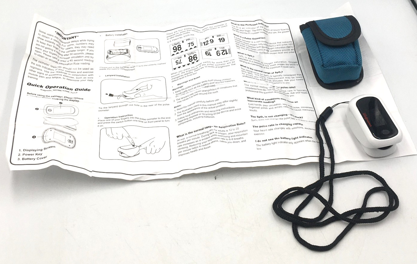 Pulse Oximeter W Respiratory Rate Device MD300CN350R Complete w/Papers + Case