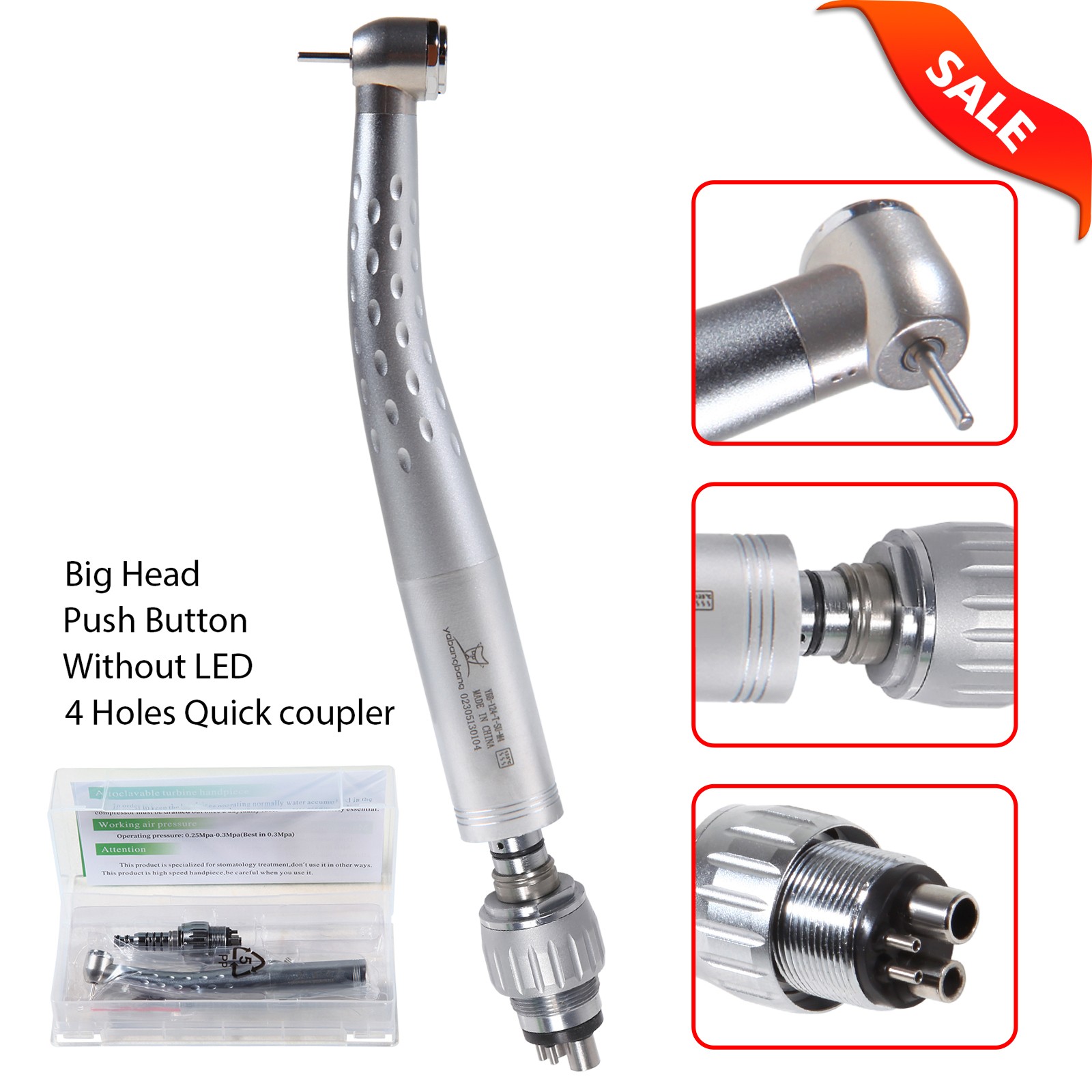 KAV Style Dental High Speed Turbine Big Head Handpiece 4H Quick Coupler Swivel