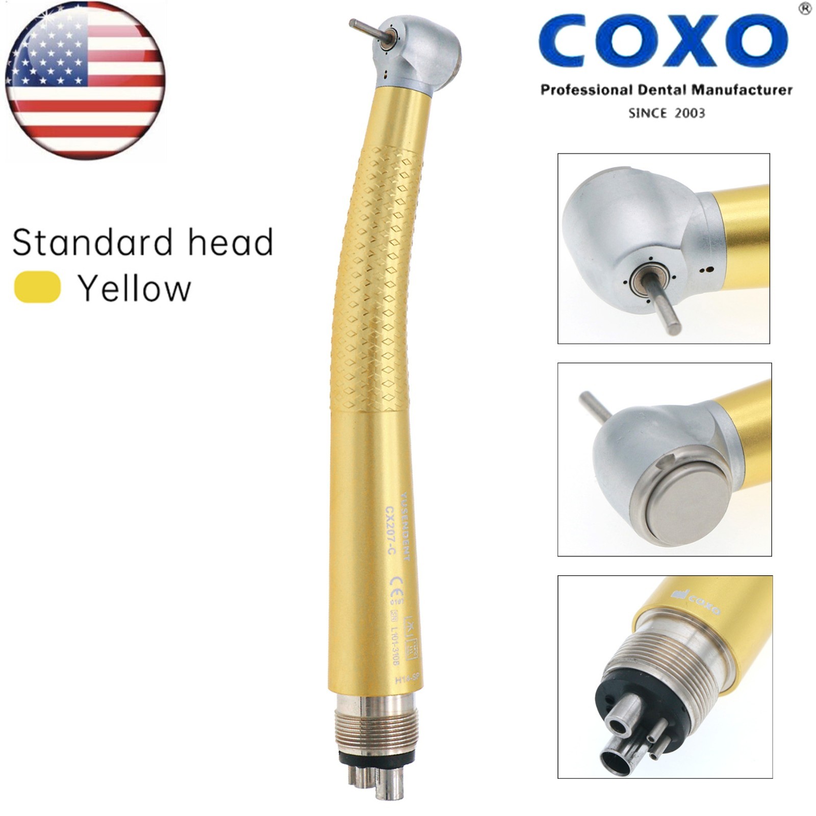 US COXO Dental High Speed 4 Hole Air Turbine Anti-retraction Colorful Handpiece