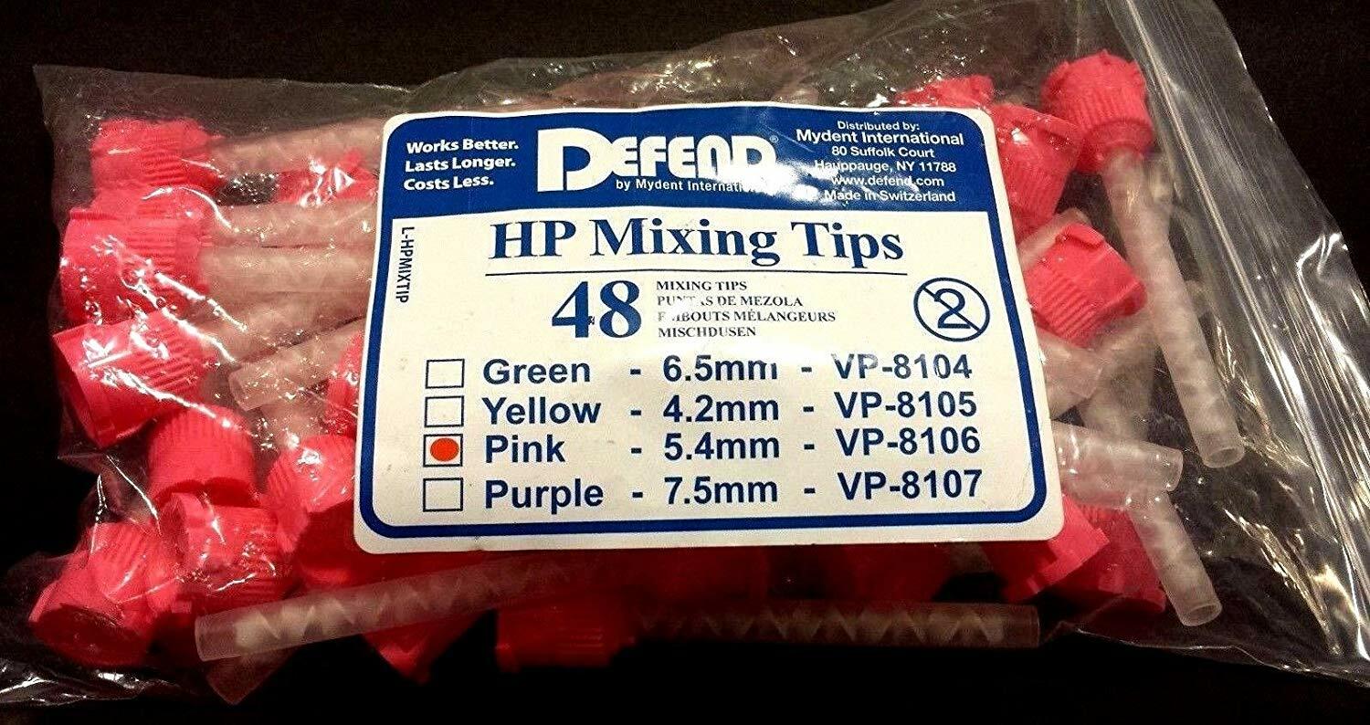 Mydent VP8106 Defend HP Dental Mixing Tips 5.4 mm Pink 48/Pk