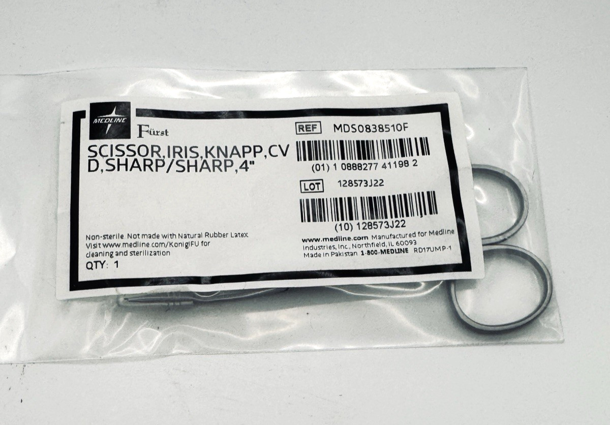 MEDLINE Furst Knapp Iris Scissors Curved sharp/sharp 4″ FACTORY SEALED NEW