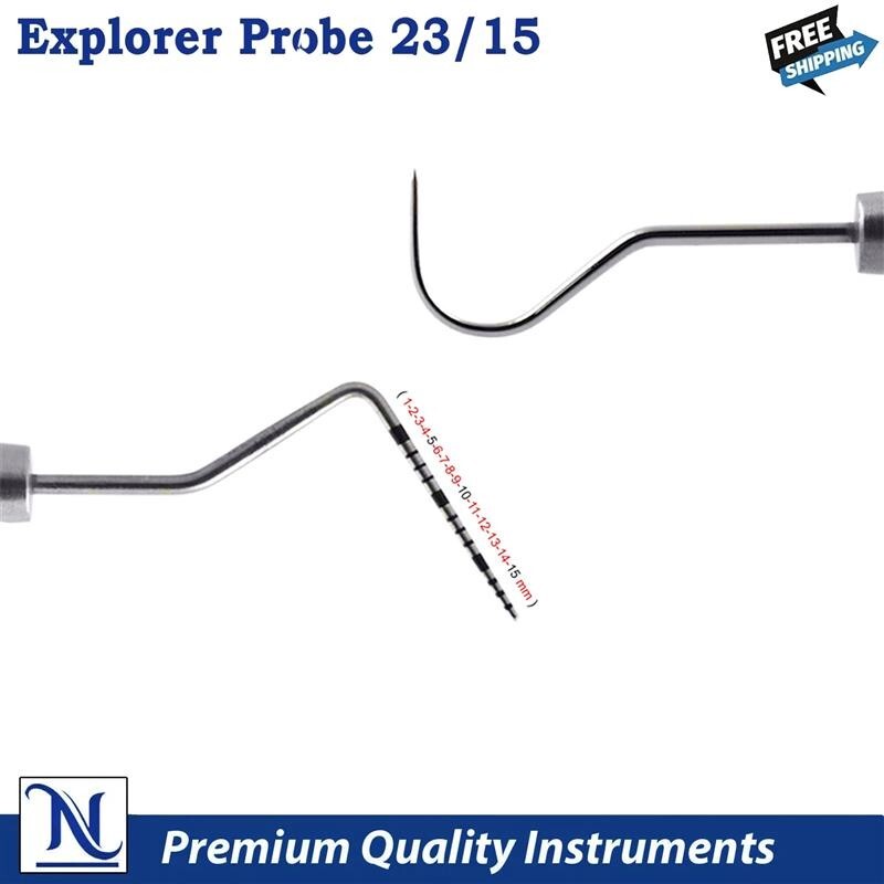Explorer 23/UNC15, 1–15mm Dental Probes, Double-Ended Diagnostic Tools