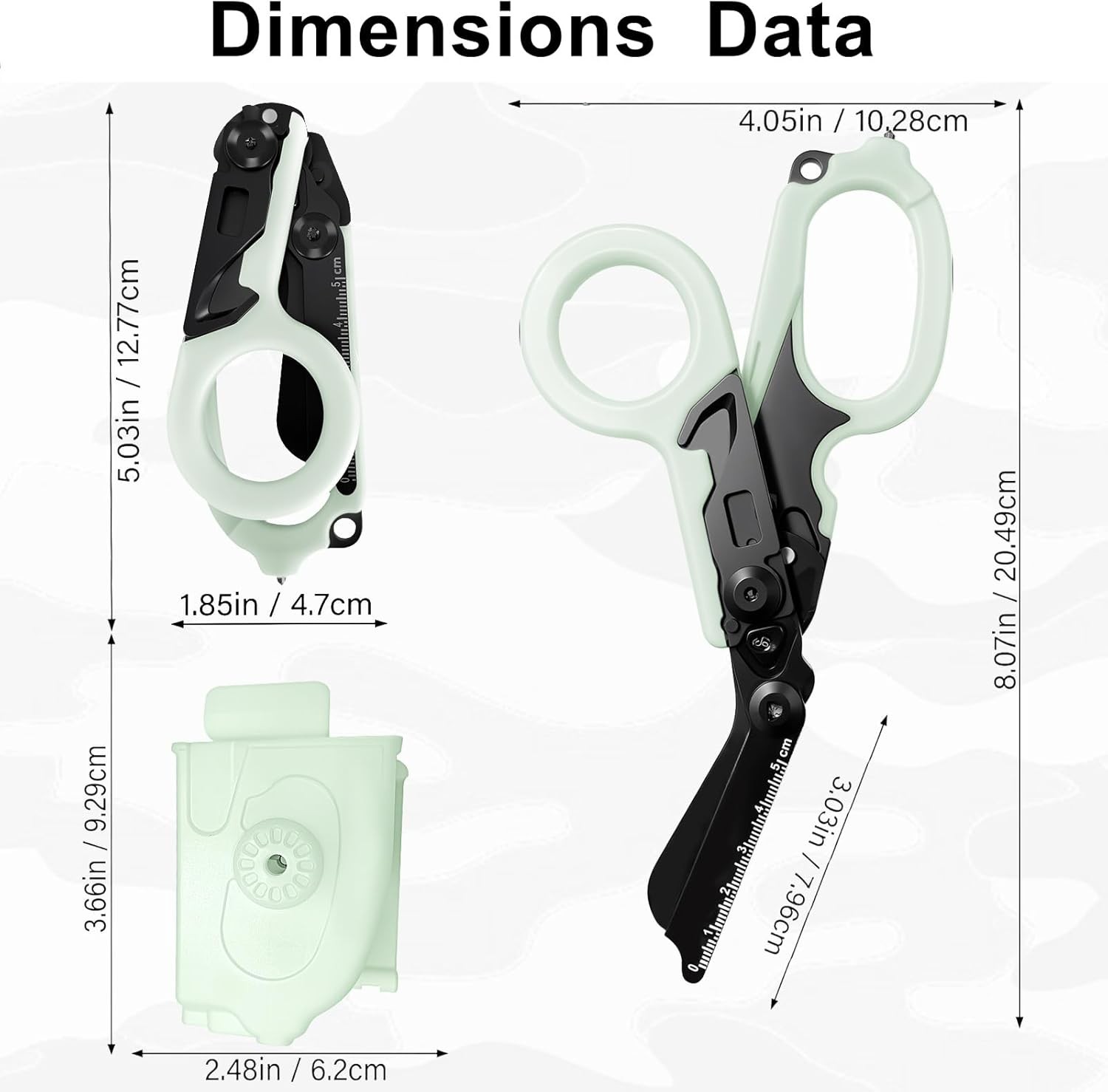 6 in 1 Multi-function Trauma Shears with Strap Cutter and Luminous Black