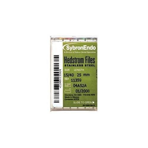 Kerr Dental 12769 SybronEndo Hedstrom Files Stainless Steel 21mm #20 6/Bx