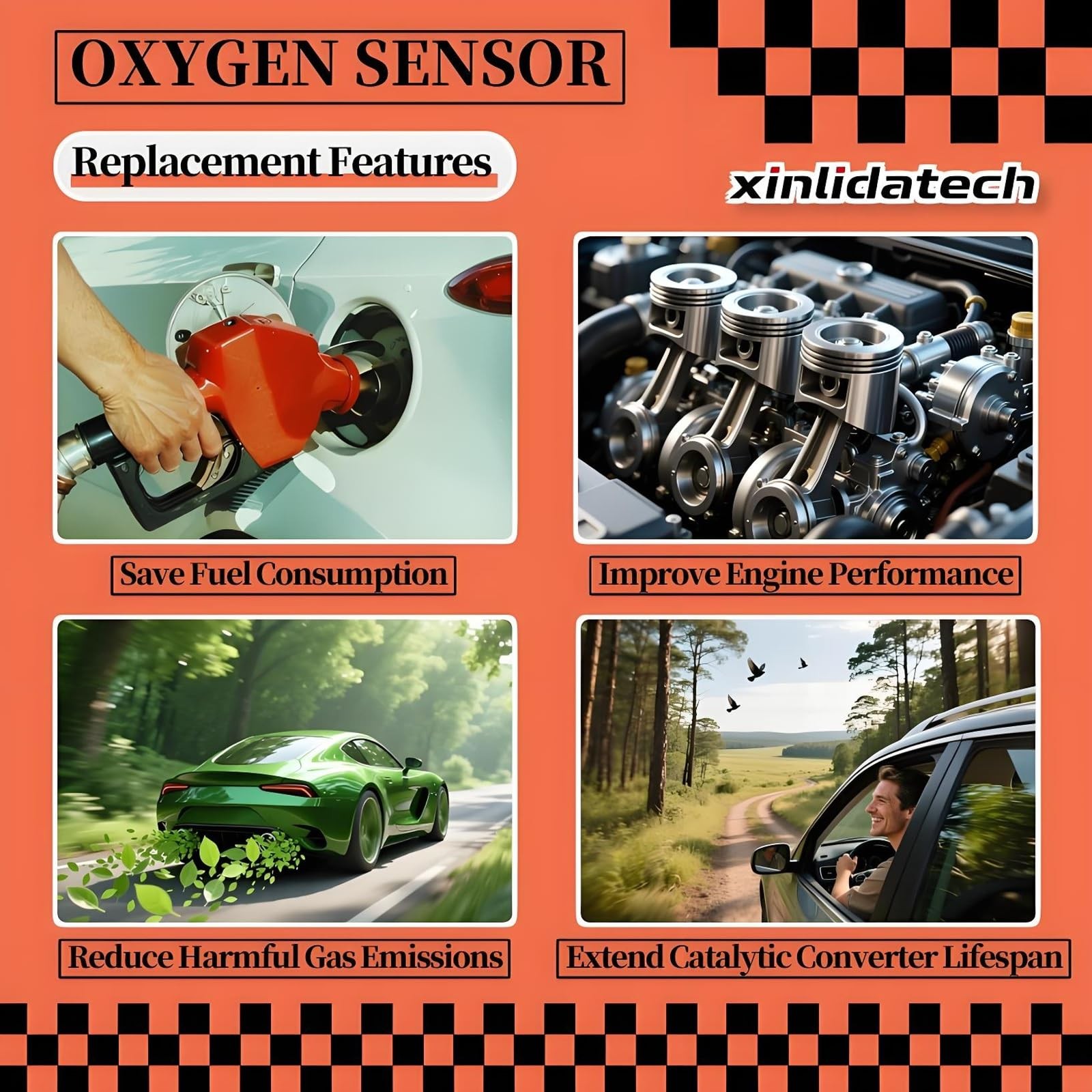Xinlidatech 4Pcs Oxygen O2 Sensor Fit For Ford F150 3.7L 2011 2012 2013 2014
