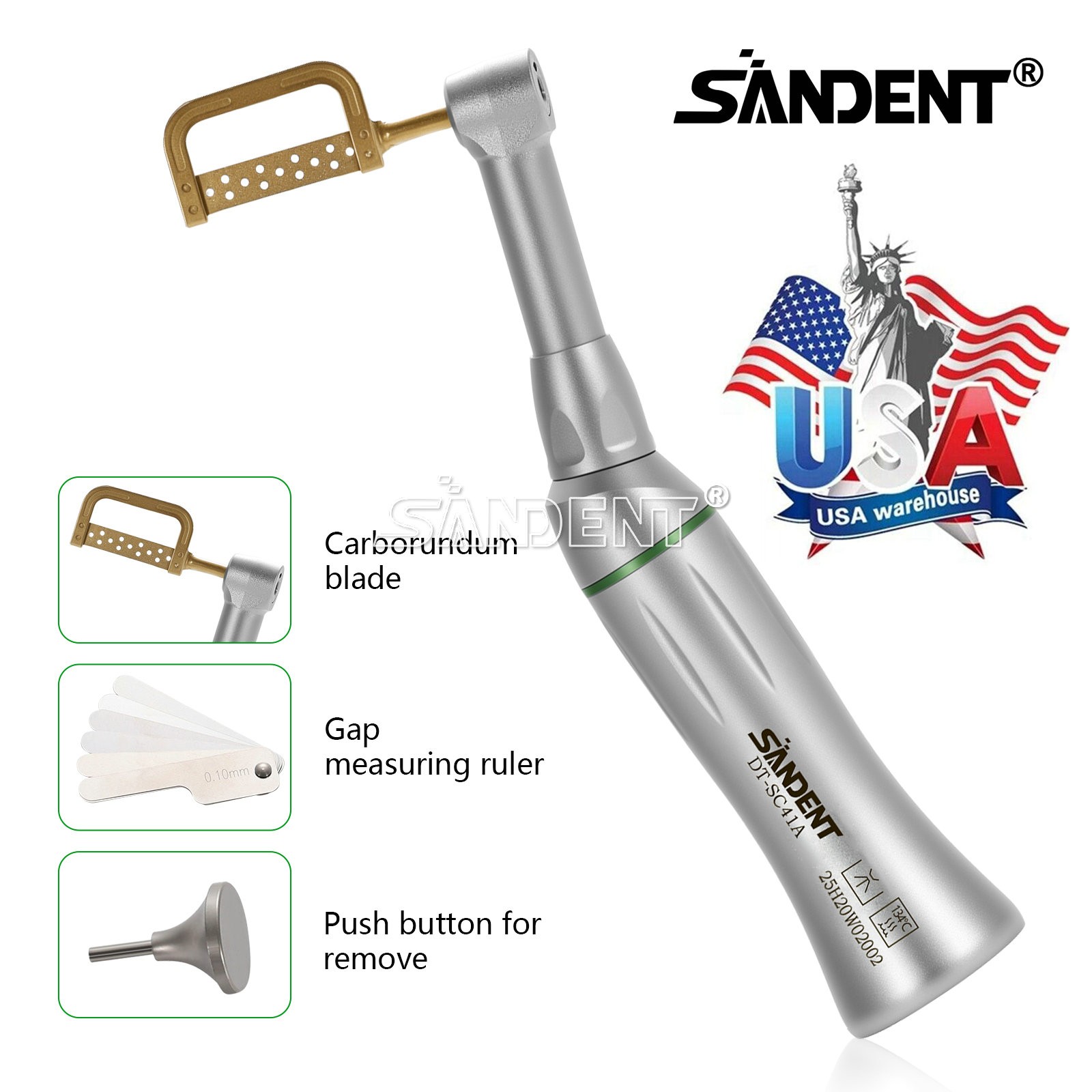 1-5Pcs SANDENT 4:1 Reduction IPR Contra Angle Handpiece Interproximal Stripping