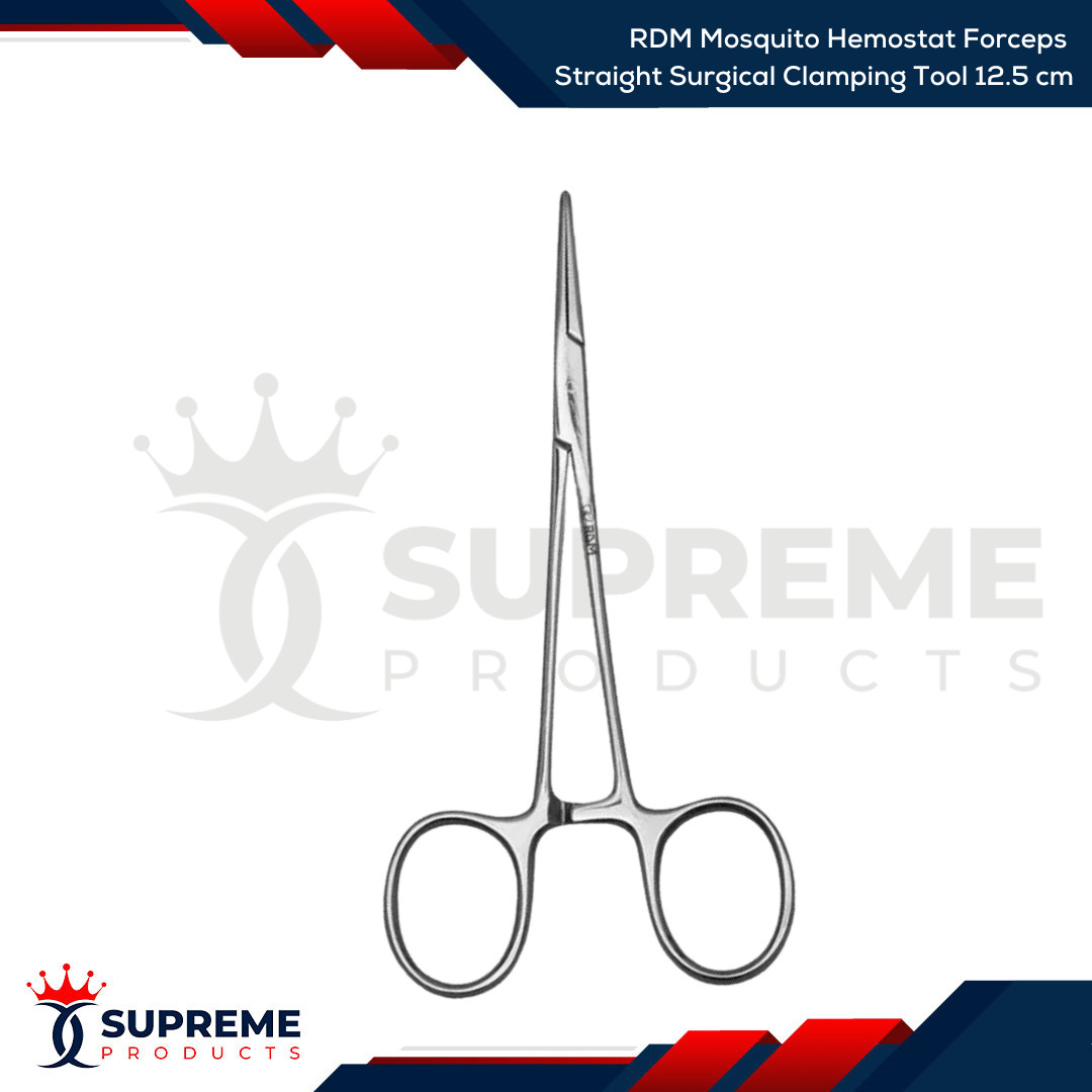 RDM Mosquito Hemostat Forceps Curved & Straight Surgical Clamping Tool 12.5cm