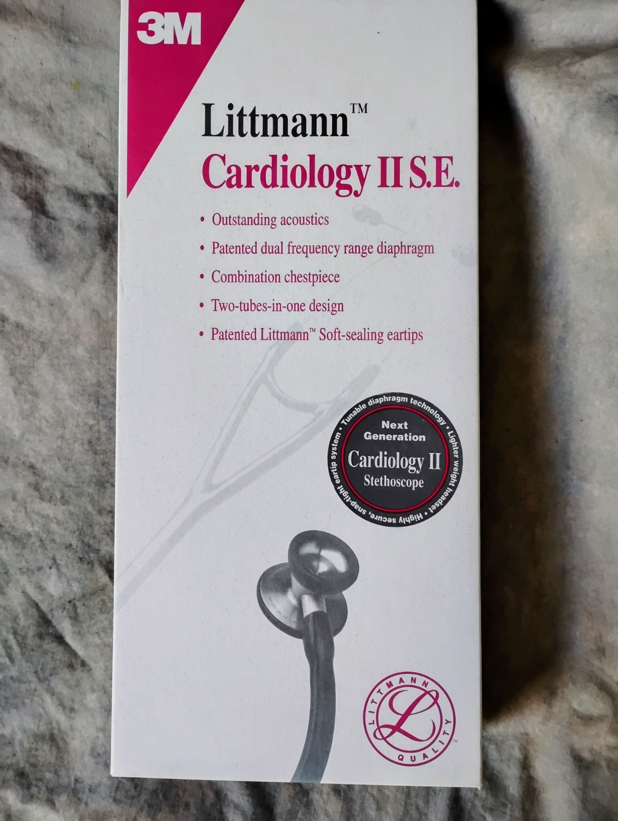 3M Littmann Cardiology II S.E. Stethoscope 25” Black 2127L. Bonus Reflex Hammer