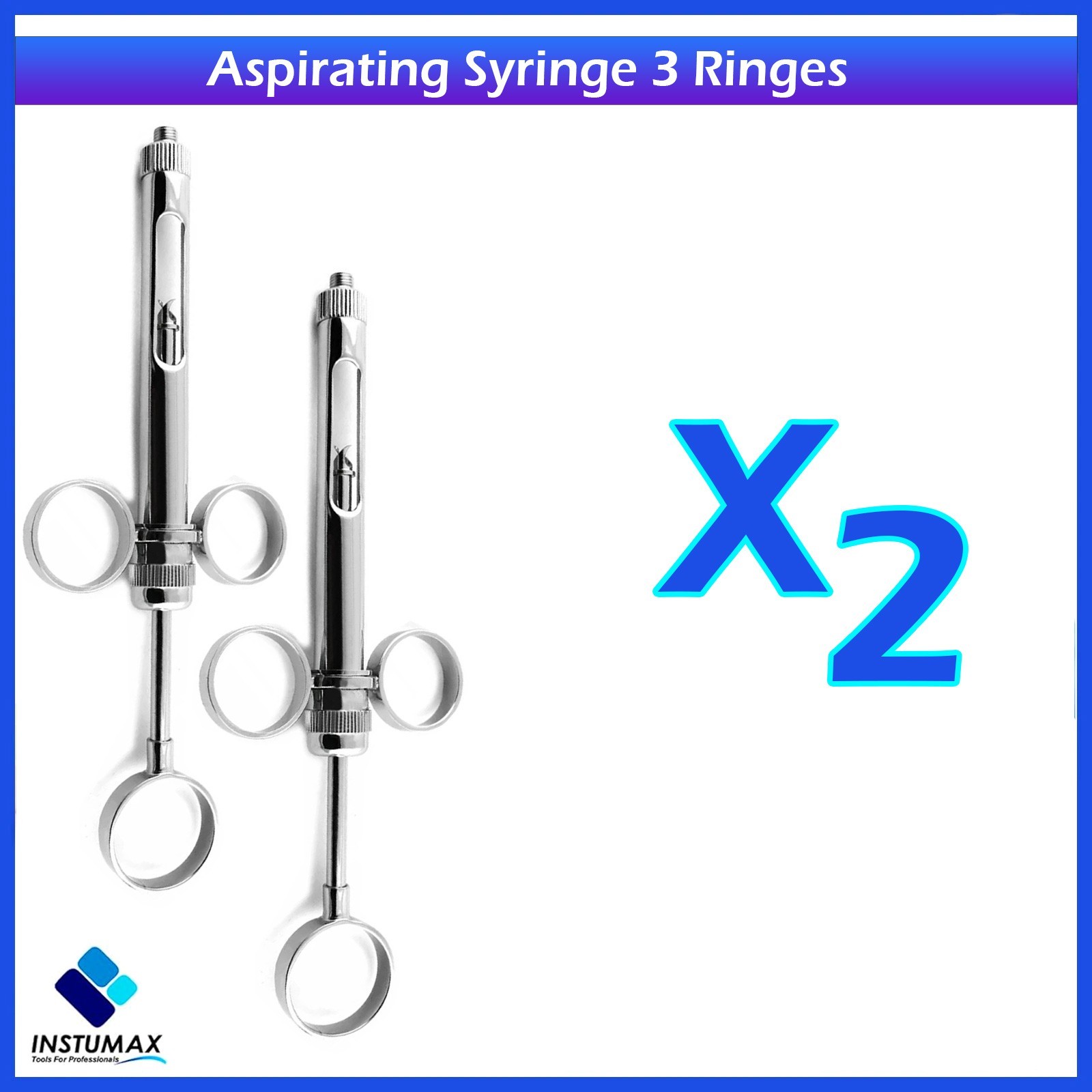 X2 Dental Anesthetic Self Aspirating Cartridge Syringe Three Ring Anesthesia
