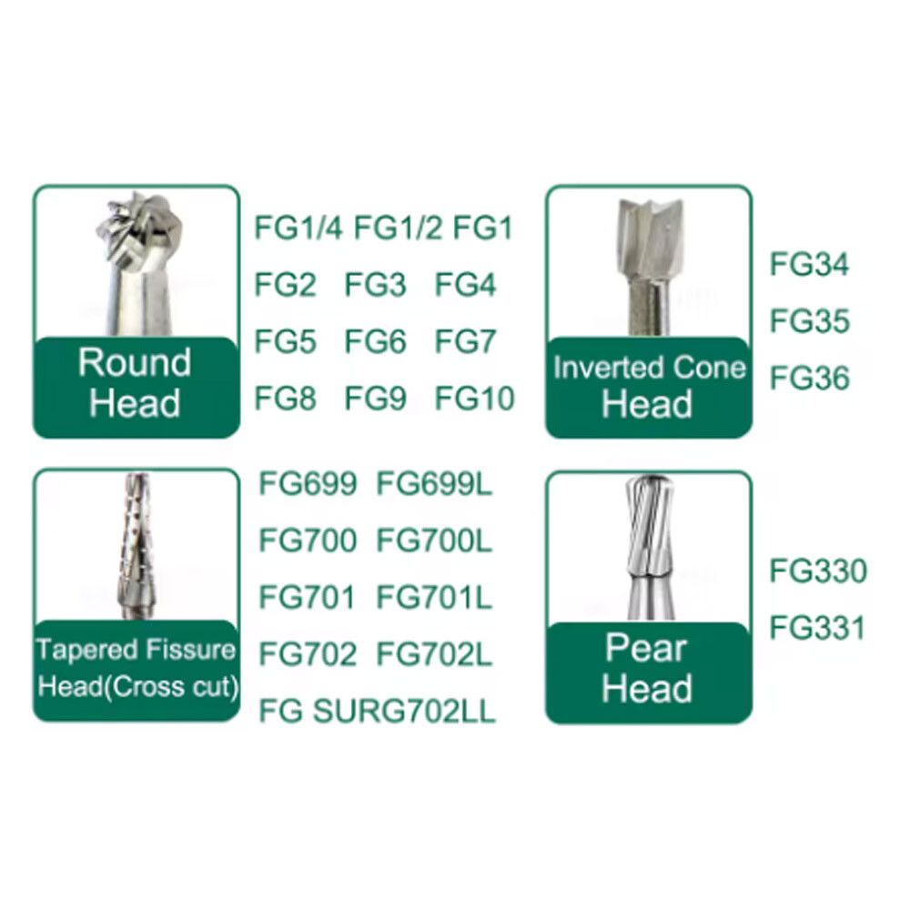 10-100Pcs Dental Round Carbide Steel Drills Burs FG Bur for High Speed Handpiece