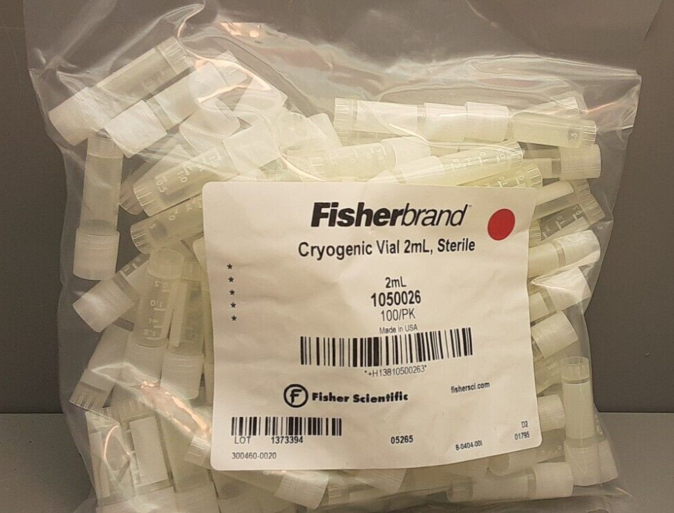 Fisherbrand 2ml Cryogenic clear vials w/screw Caps/ Self-Stand (100) 1050026