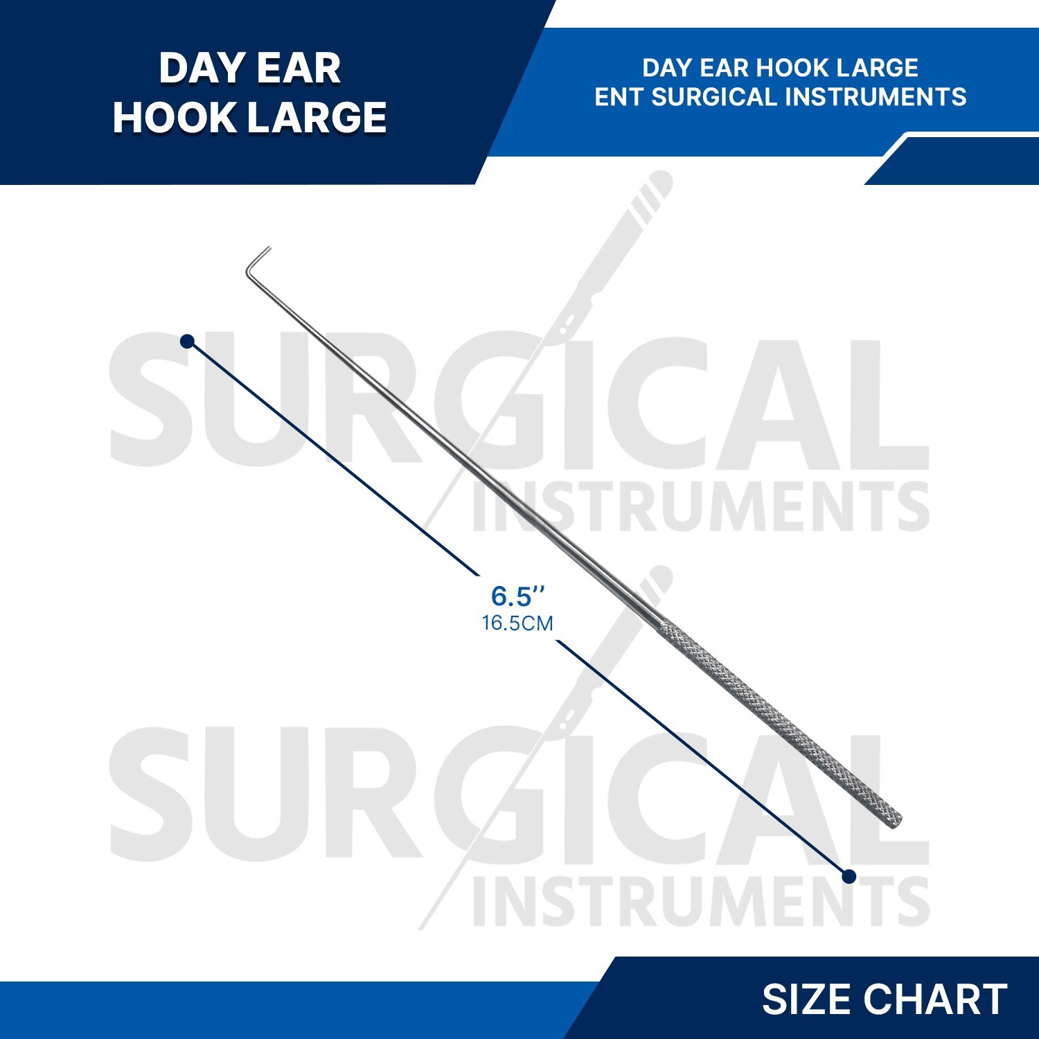 3 Pcs Day Ear Hook 6.5″ Large 2 MM ENT Surgical Instruments German Grade