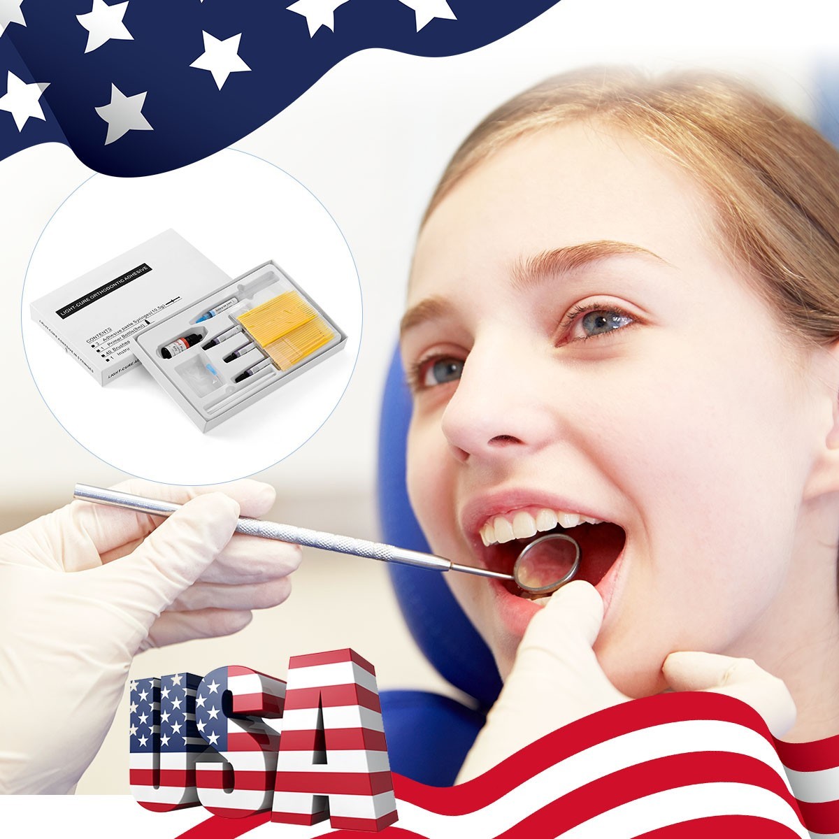 Resina Adhesiva de Curado Dental Ligera Primer de Jeringa Soporte de Ortodoncia