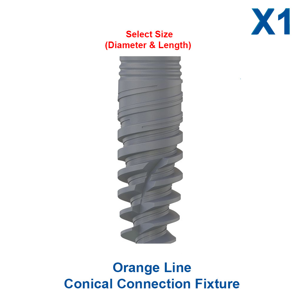 1x Dental Spiral Titanium CC Fixture Conical Connection Hex SLA RP NP