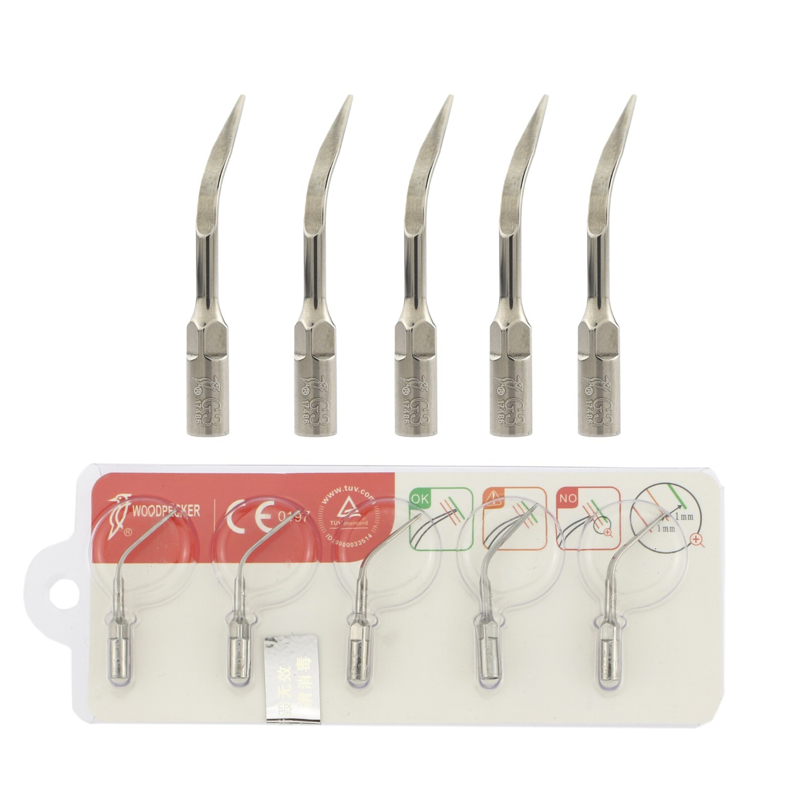 Woodpecker UDS-N2 LED Dental Ultrasonic Scaler Handpiece Piezo Tips G1 P1 HW-5L