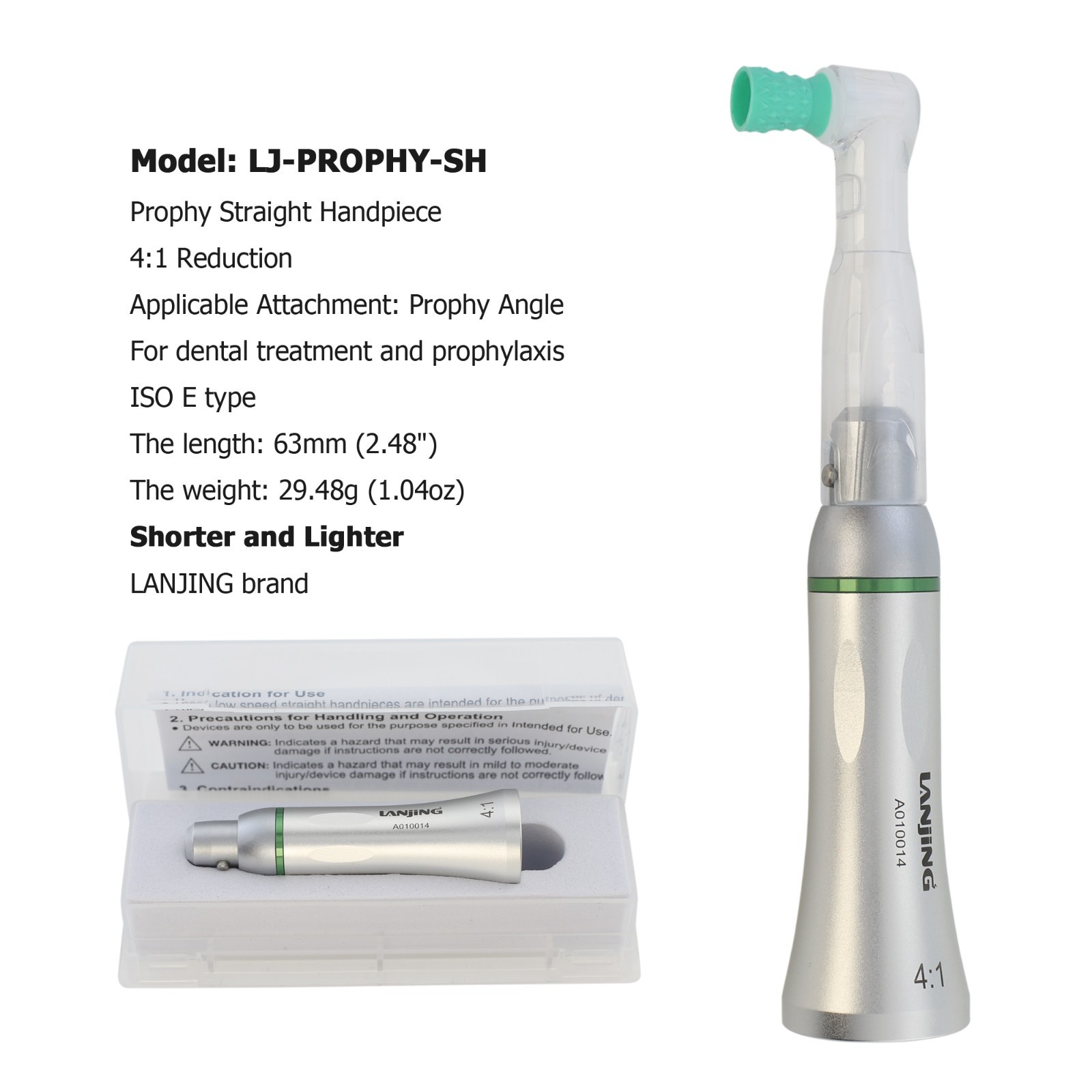 Dental Hygiene Prophy 4:1 Straight Nose Cone Handpiece Air Motor 4 Hole WH NSK
