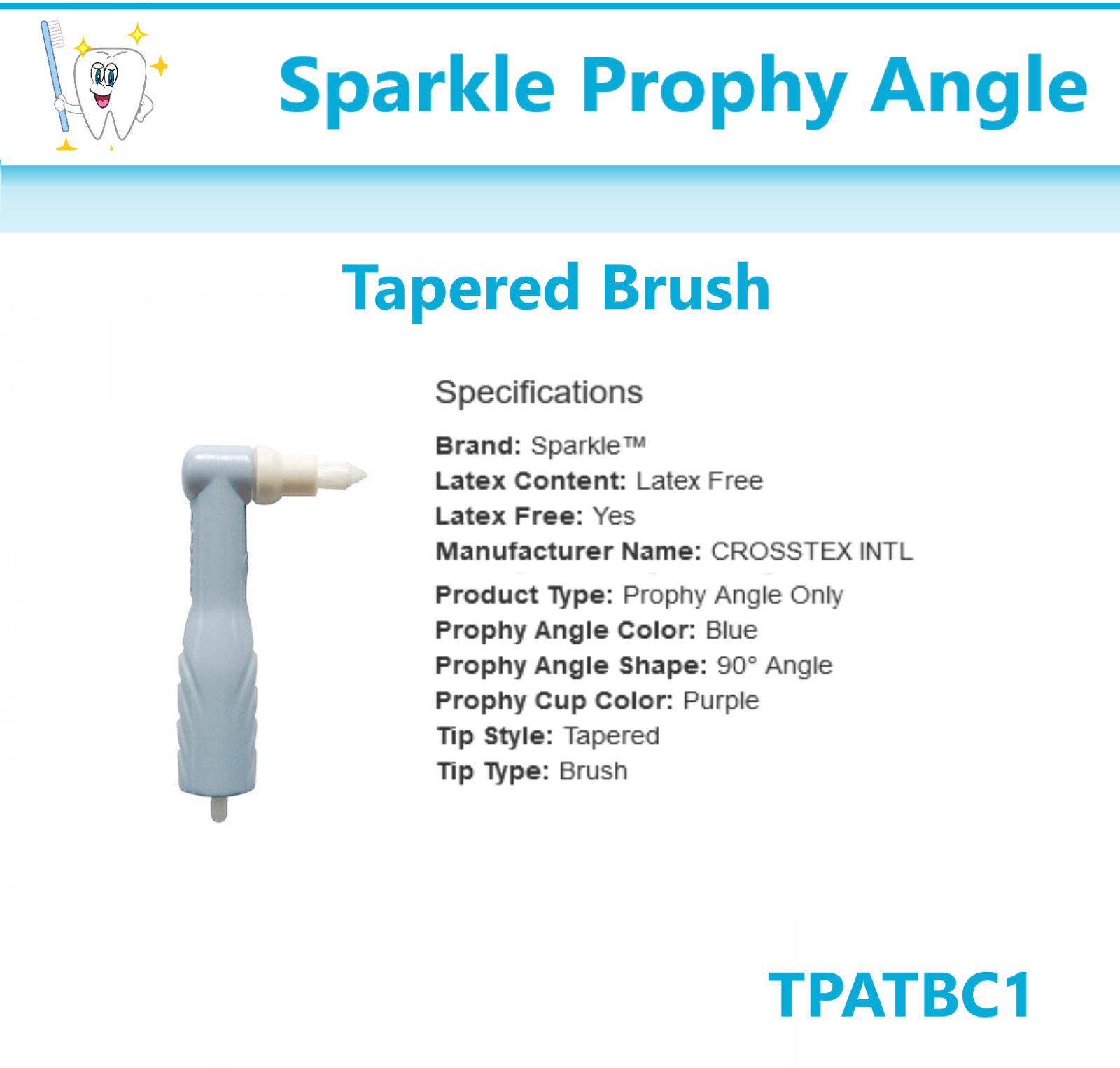 Dental Prophy Angles Sparkle™ Prophy Angle Tapered Brush – Crosstex TPATBC1