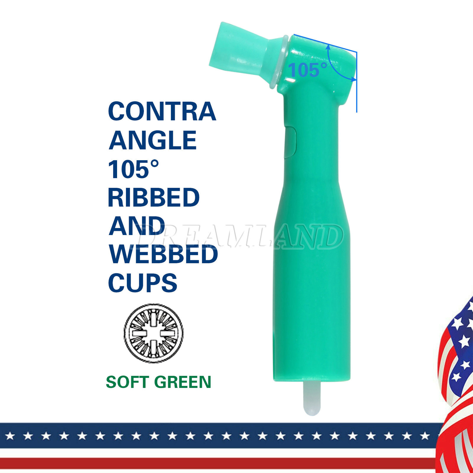 100 -500 Dental Disposable Prophy Angles Firm / Soft Cups Contra Angle 105°