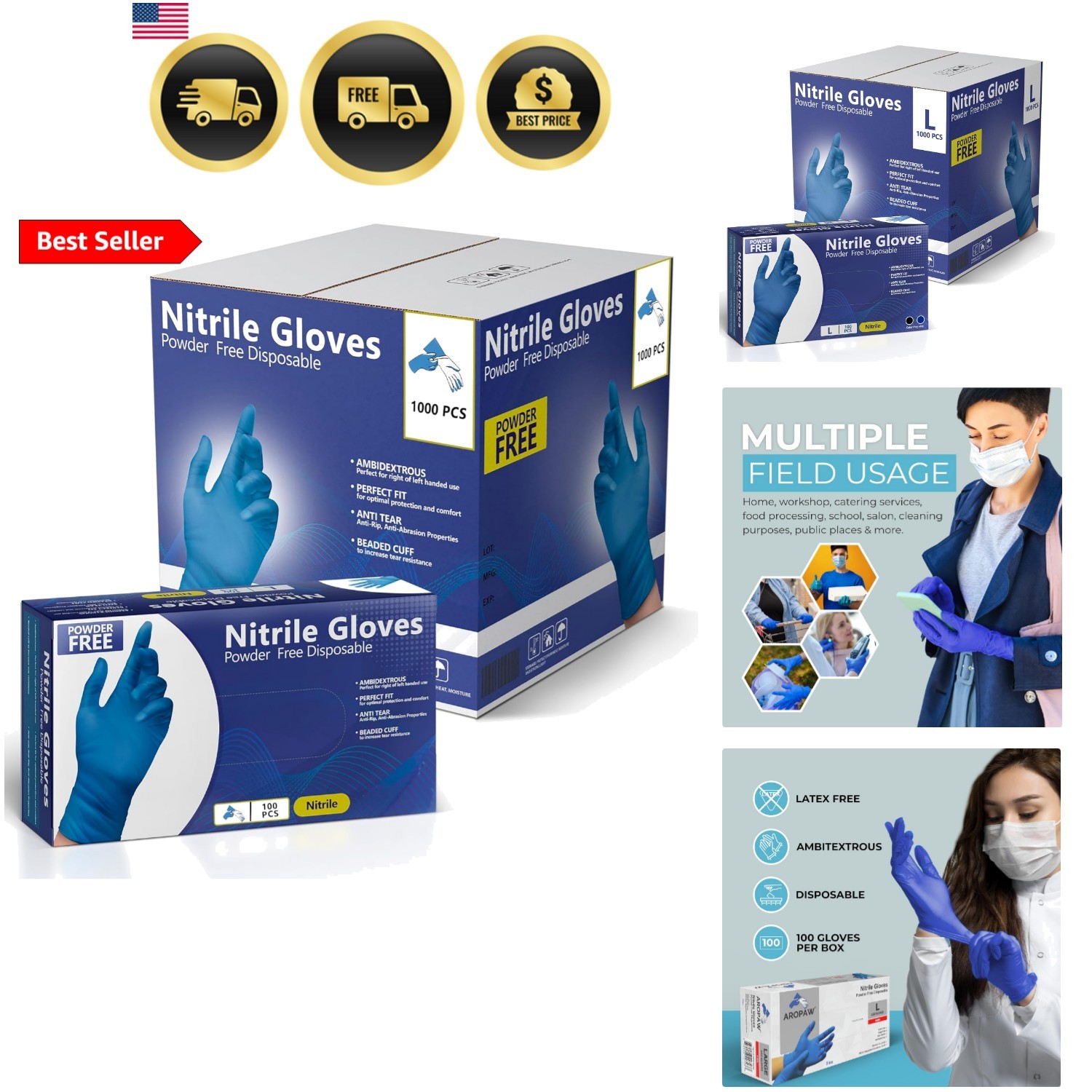 Nitrile Gloves, Disposable Gloves, Comfortable, Powder Free, Latex Free | 100…