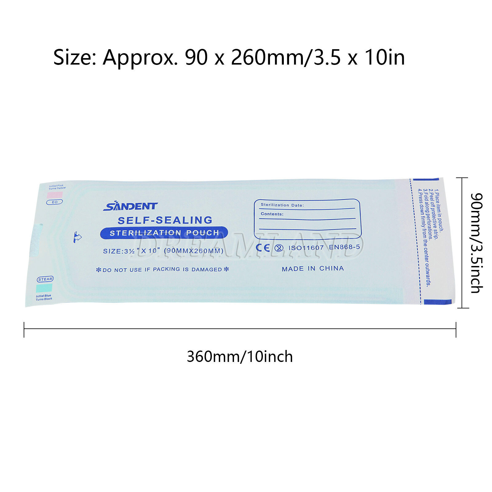 3.5″x10″ Self-Sealing Sterilization Pouches for Autoclave (Choose Quantity)