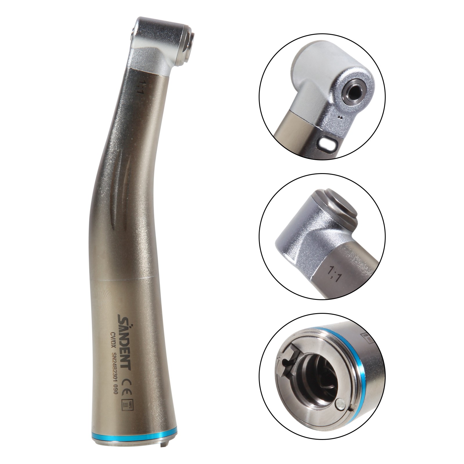 SANDENT 1:1/ 1:5 1:4.2 LED Fiber Optic Contra Angle Low Speed Handpiece UPS