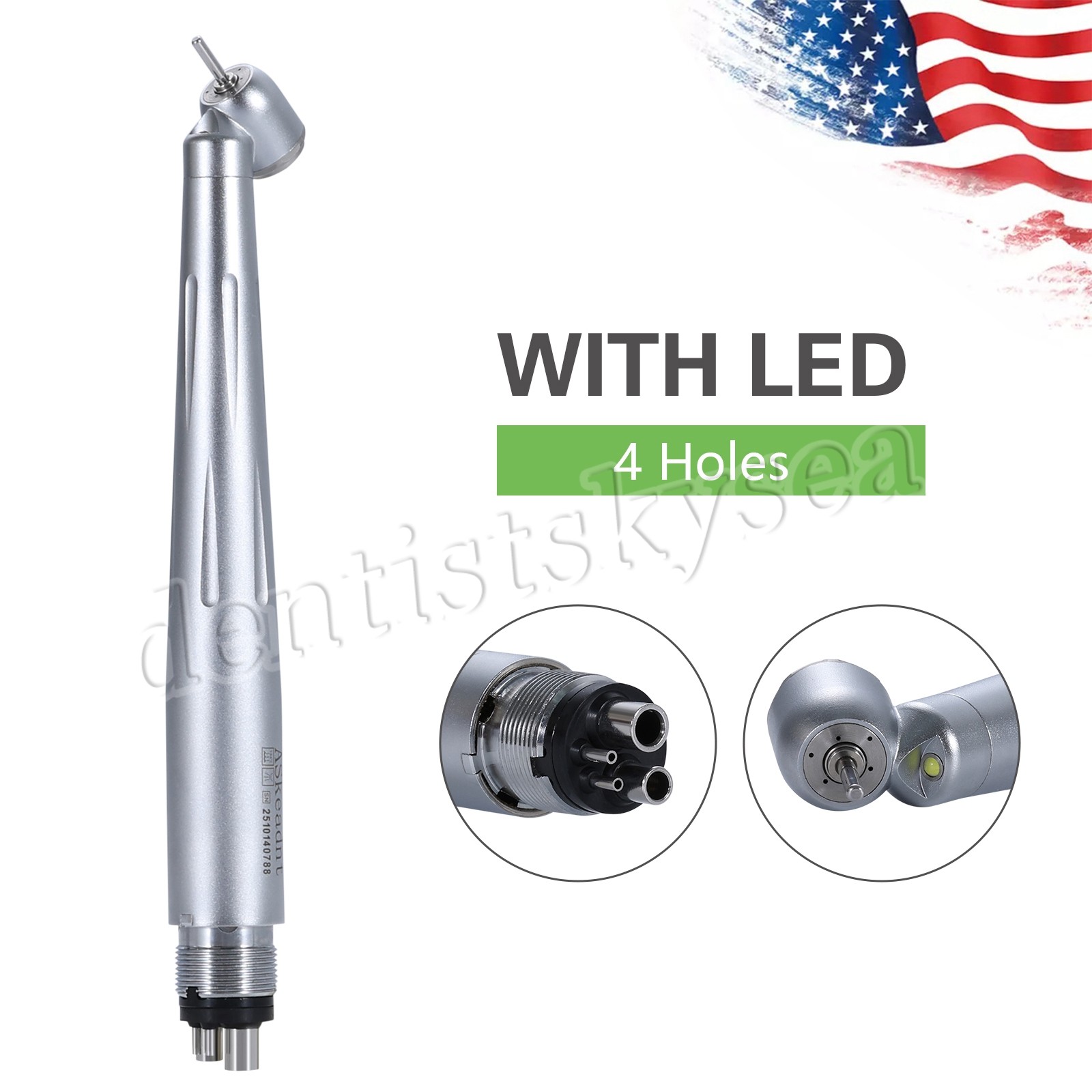 Pieza de mano quirúrgica dental de fibra con LED y generador E de 45 grados 4H
