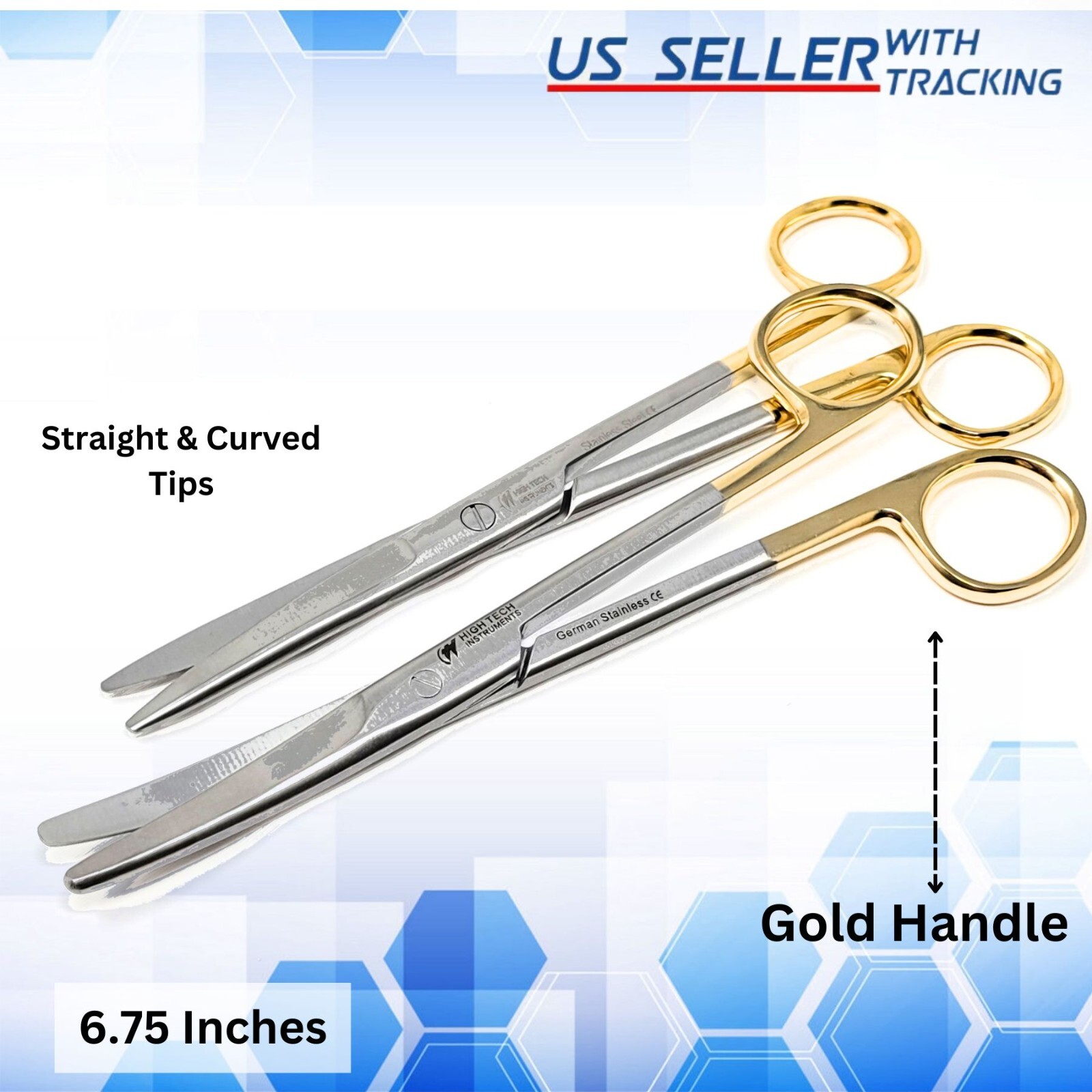 2 Pc Premium 6.75″ Surgical Medical Operating Mayo Scissors Straight & Curved CE