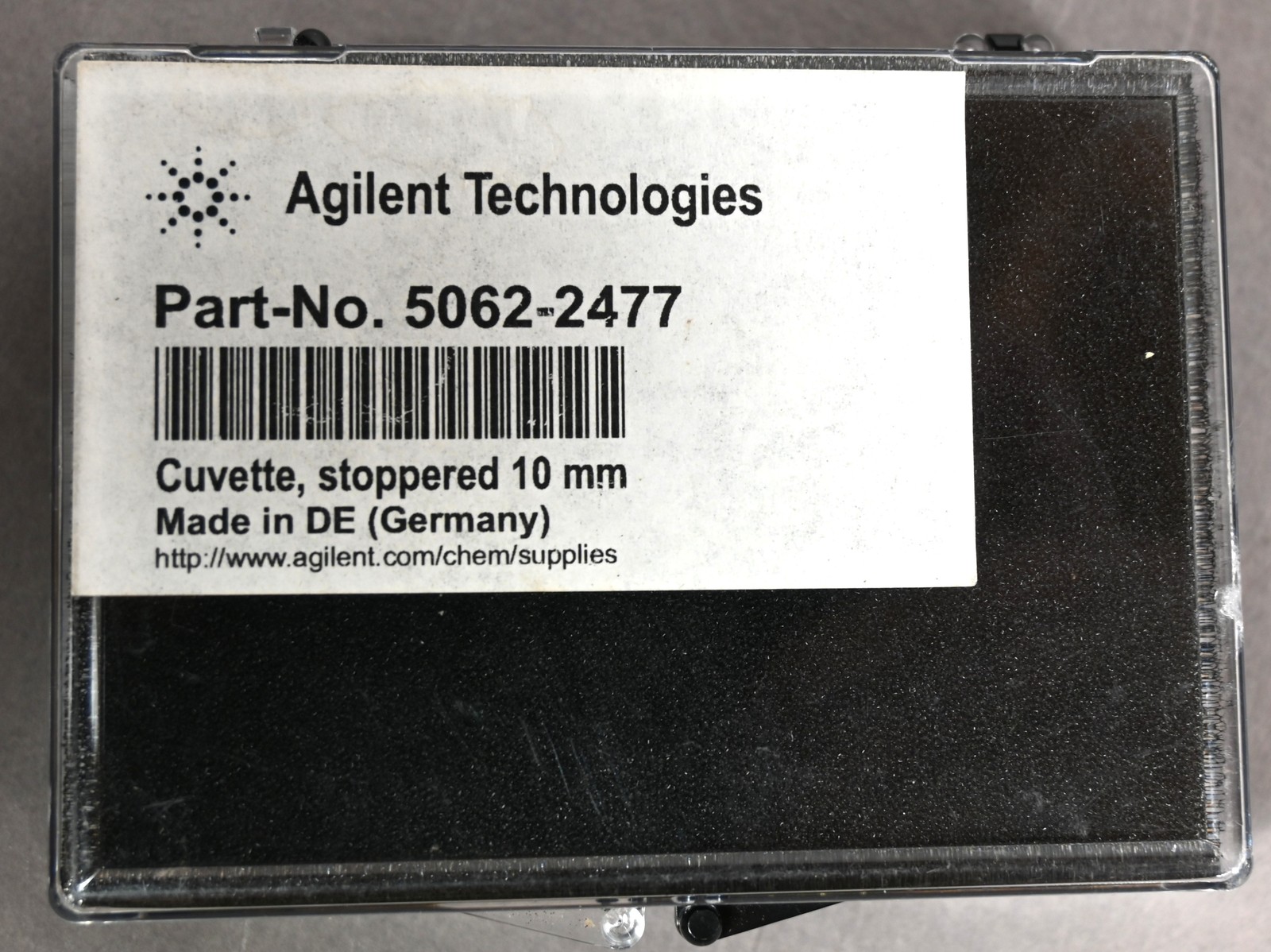 Agilent Technologies 5062-2477 Rectangular Quartz Cuvette Cell Stoppered 10mm