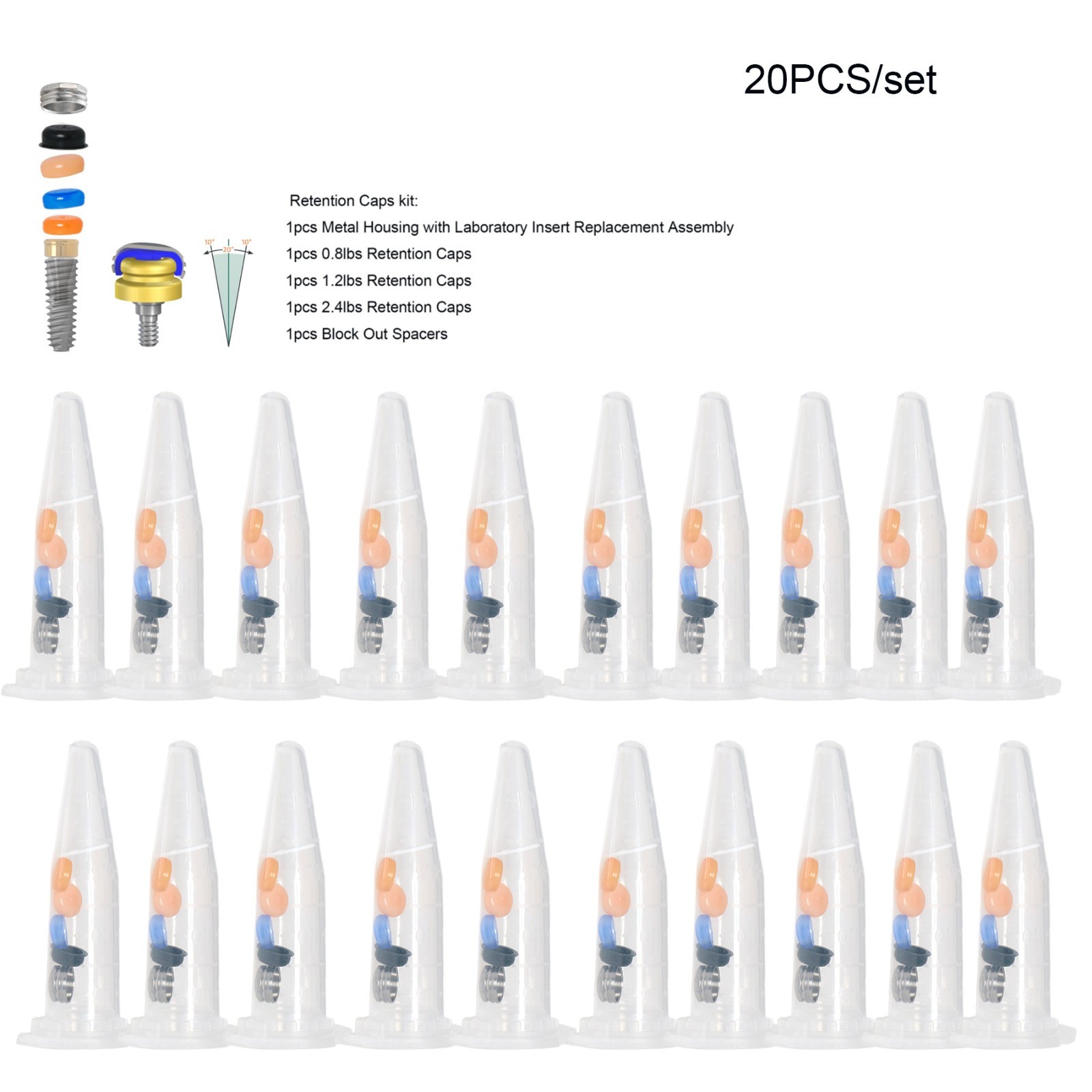 US Zest Locator system Male Cap Inserts 20Pcs Standard Replacement Compatible