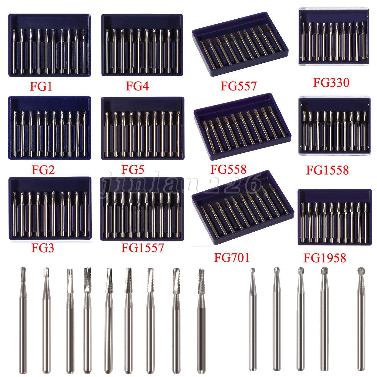 Carbide Bur, FG, #1/4, 1/2, 1, 2, 4, 6, 8 Bur, Round Dental