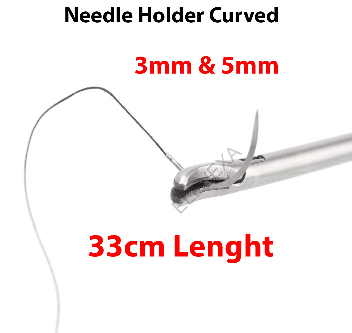 ELEVEXA Laparoscopy Curved Needle Holder TC 3mm 33cm & 5mm 33cm Laparoscopic