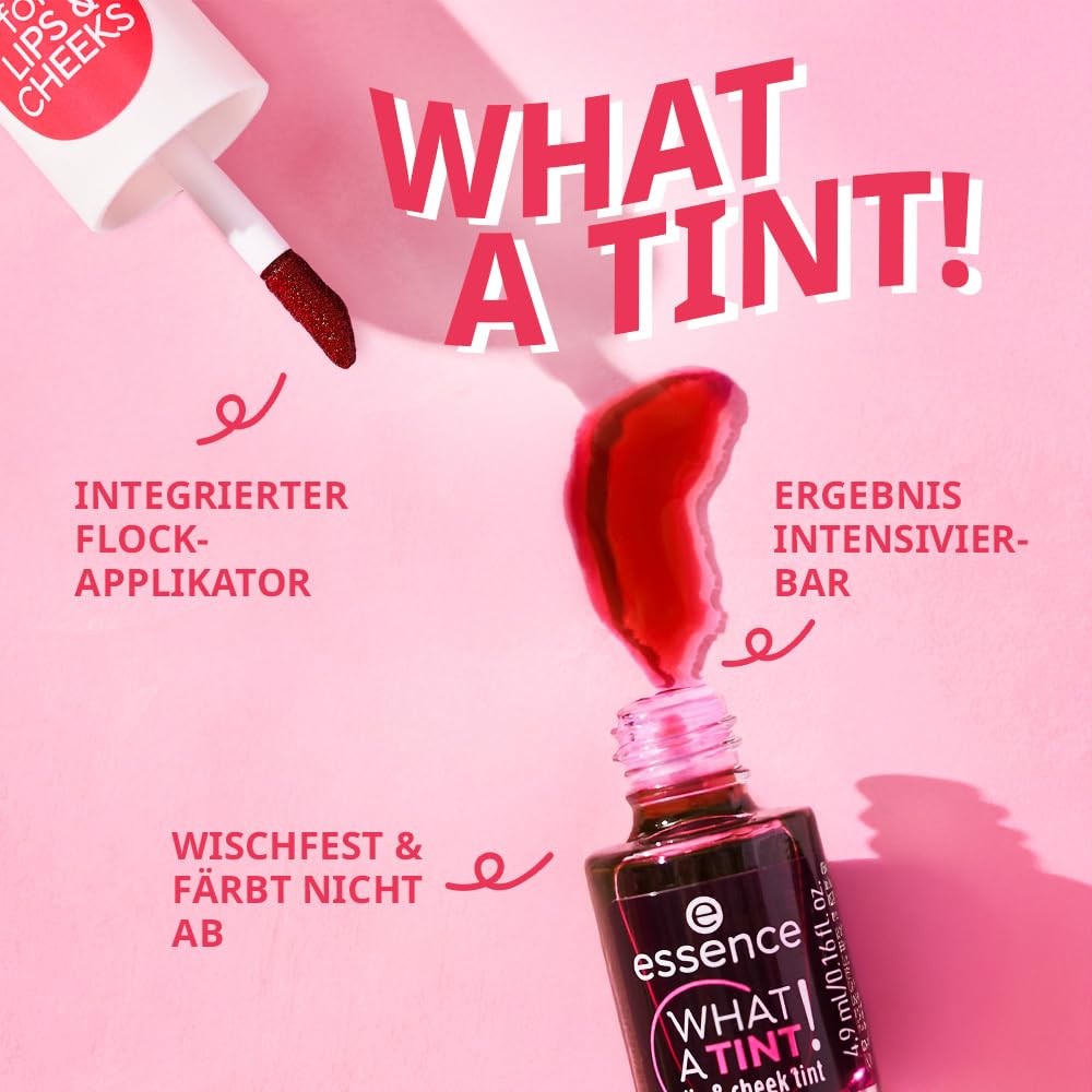 essence | What a Tint! Lip & Cheek Tint | Long-Lasting Liquid Blush & Lip Stain