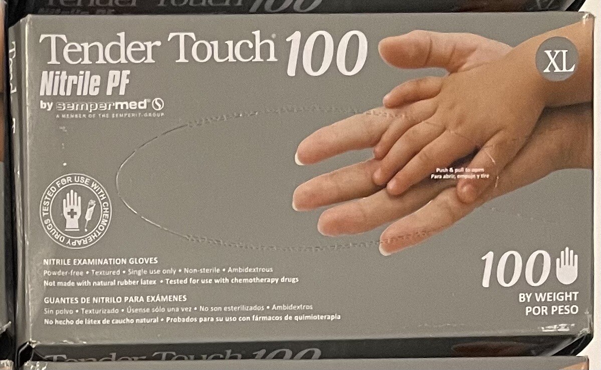 Tender Touch SemperMed Nitrile Powder Free Gloves 100 Count Lot Of 600 XL