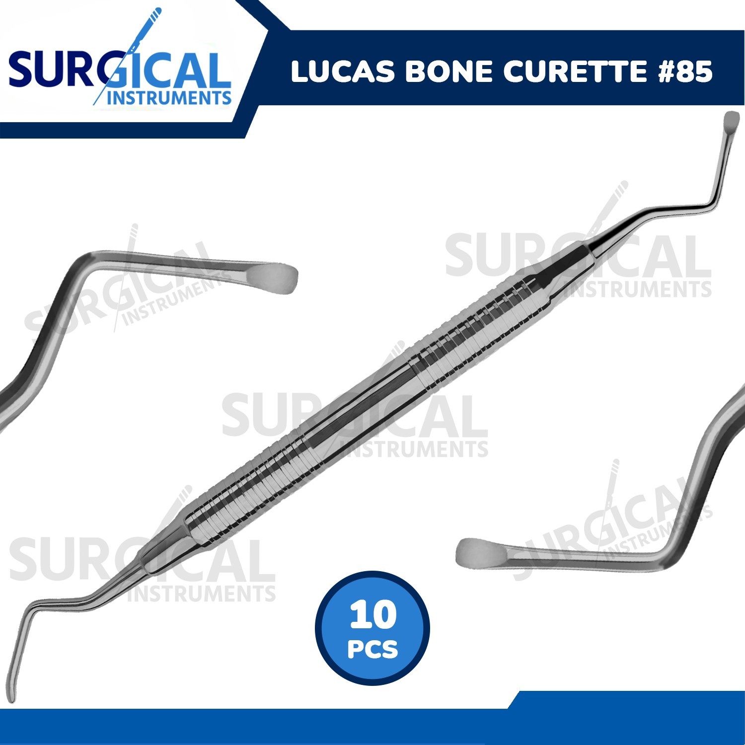 10 Pcs Lucas Bone Curette #85 Dentist Lab Dental Hollow Handle German Grade