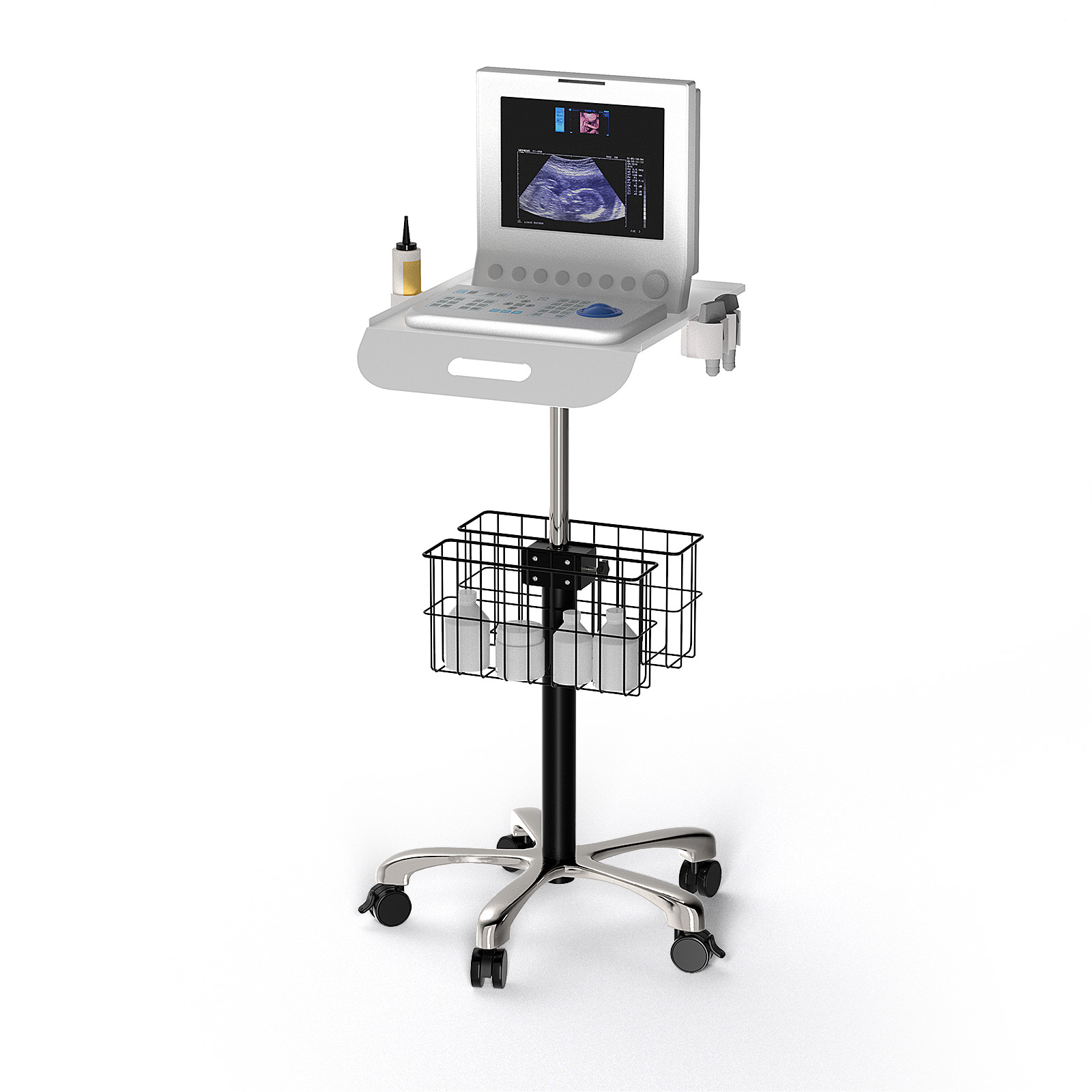 Medical Mobile Trolley Cart with Wheels, Stainless Steel Medical Cart for EKG